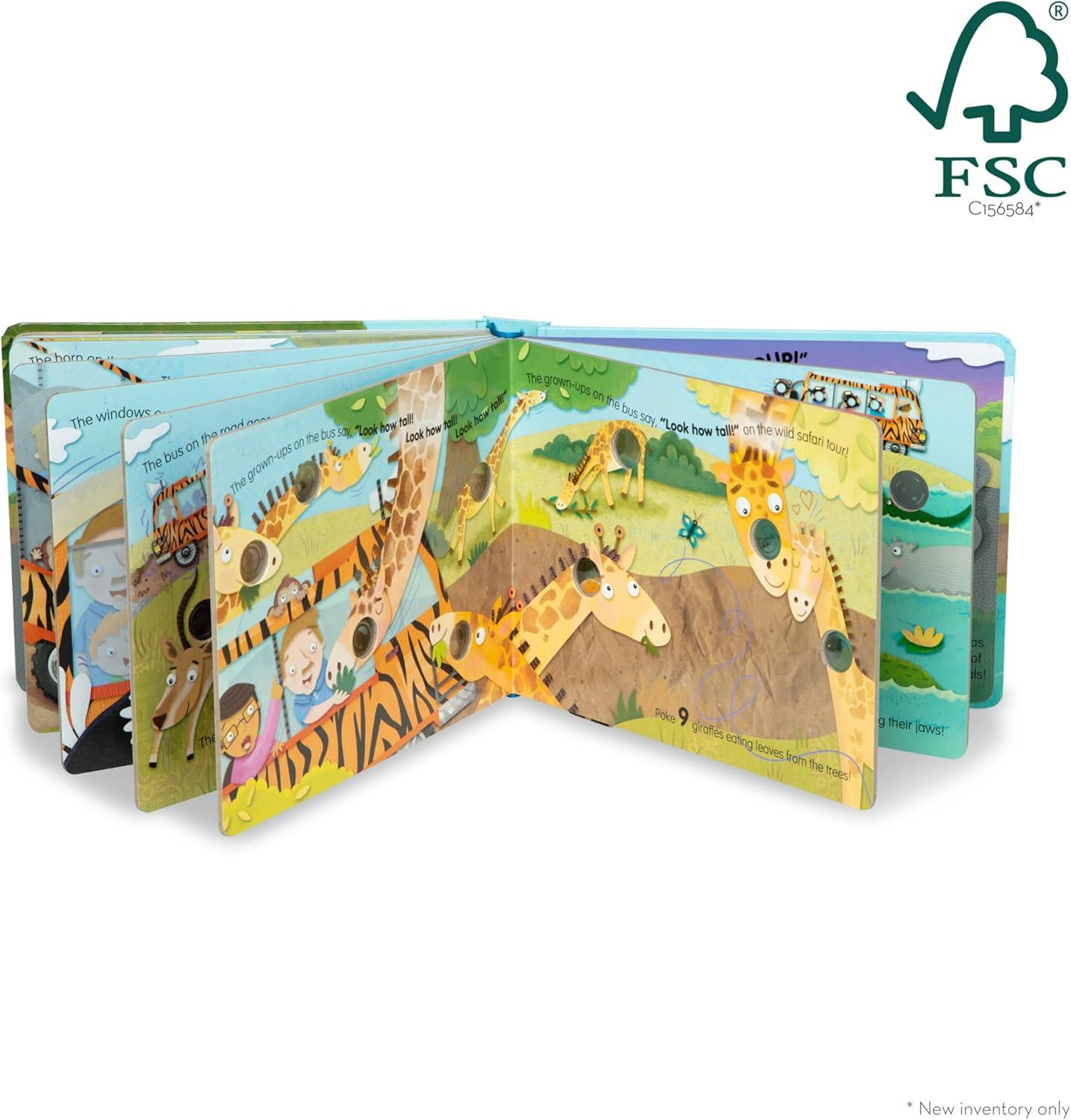 imageMelissa ampamp Doug Childrens Book  PokeADot The Wheels on the Bus Wild Safari Board Book with Buttons to Pop