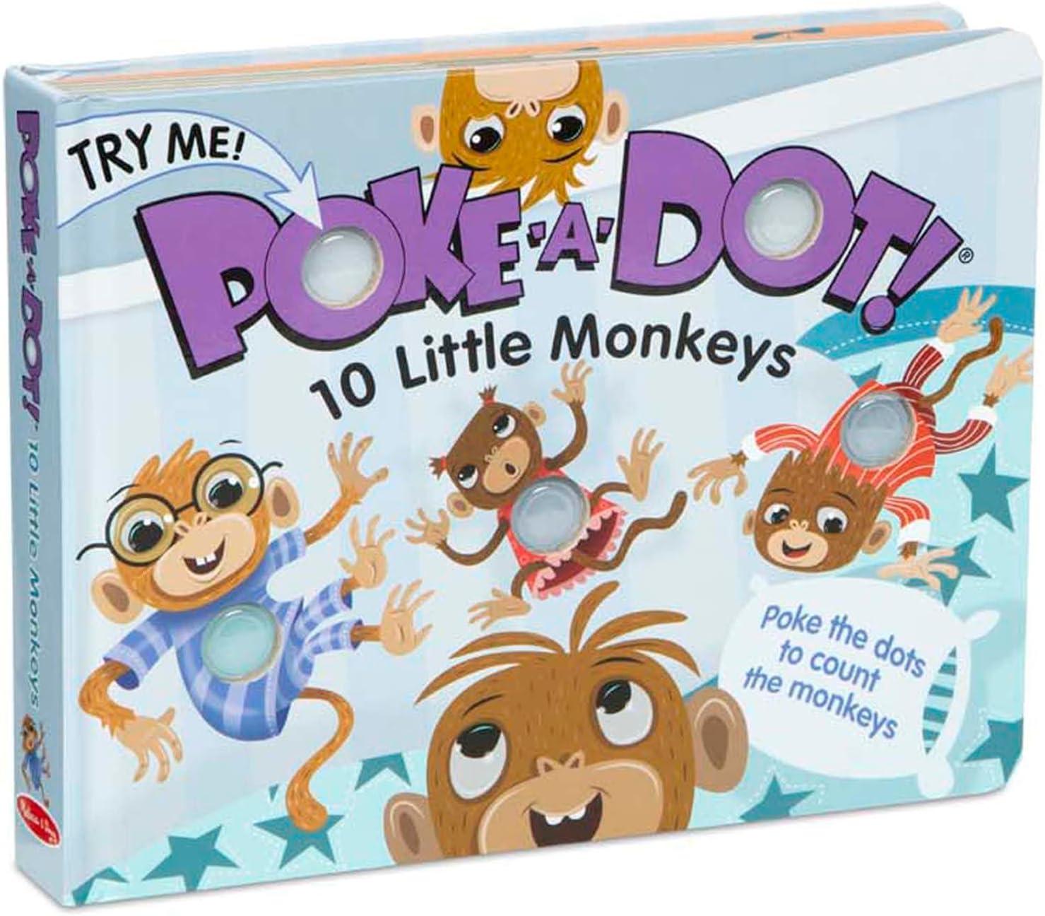 imageMelissa ampamp Doug Childrens Book  PokeaDot 10 Little Monkeys Board Book with Buttons to Pop  FSC Certified