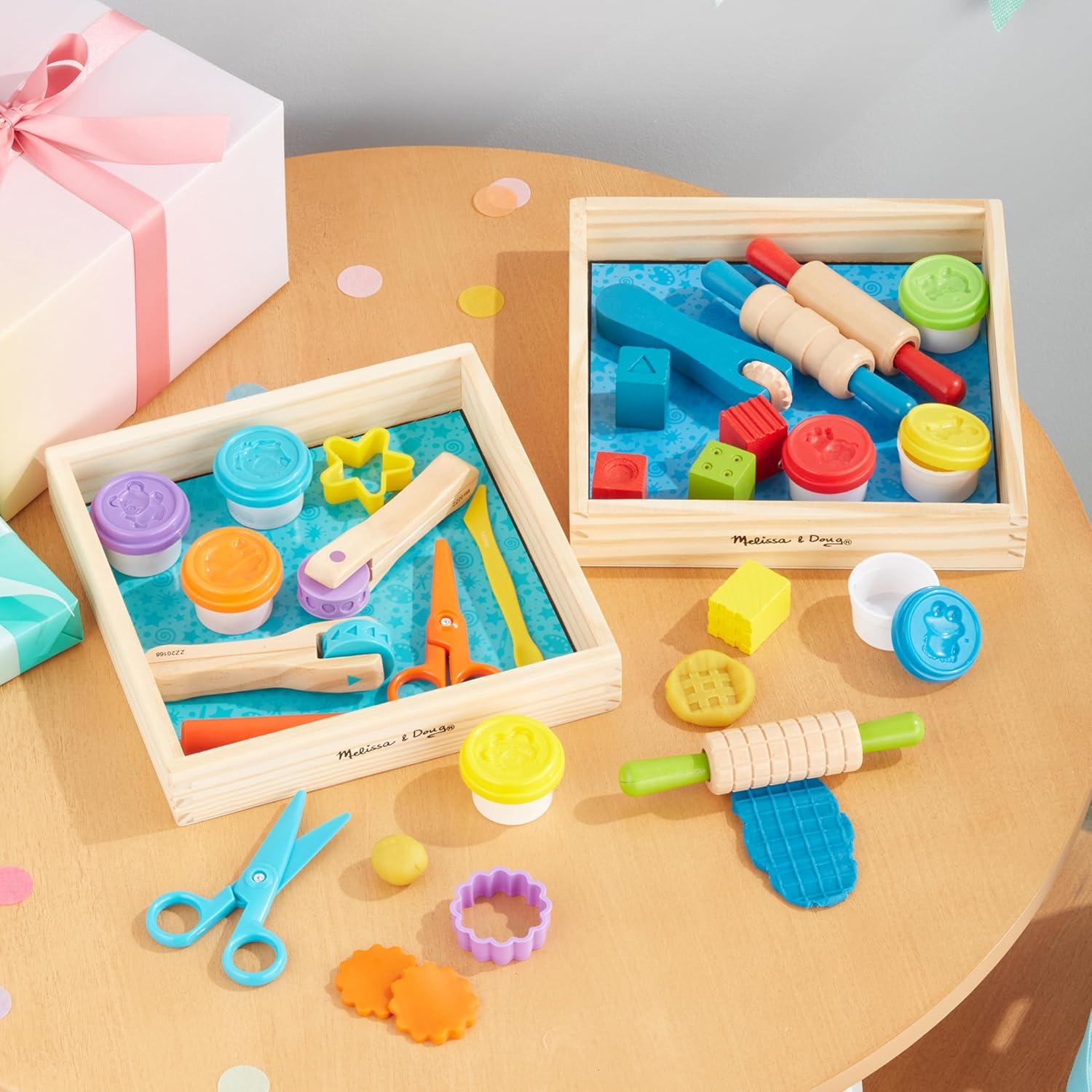imageMelissa ampamp Doug Clay Play Activity Set  with Sculpting Tools and 8 Tubs of Modeling Dough