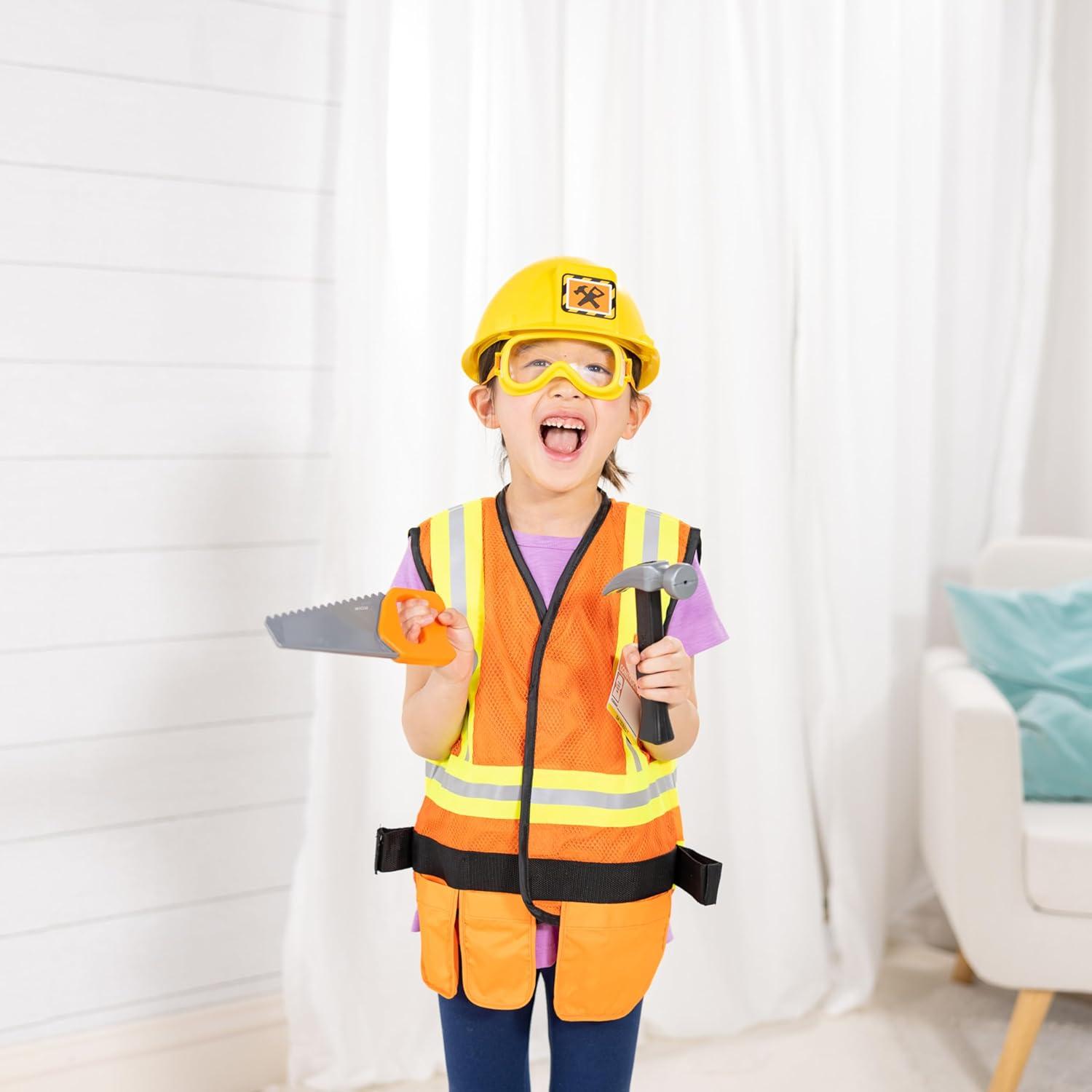 imageMelissa ampamp Doug Construction Worker Costume DressUp Set for Kids 6Piece  Pretend Play Outfit with Tools ampamp Safety Vest  Role Play Toys for Boys ampamp Girls Ages 3Frustrationfree Packaging