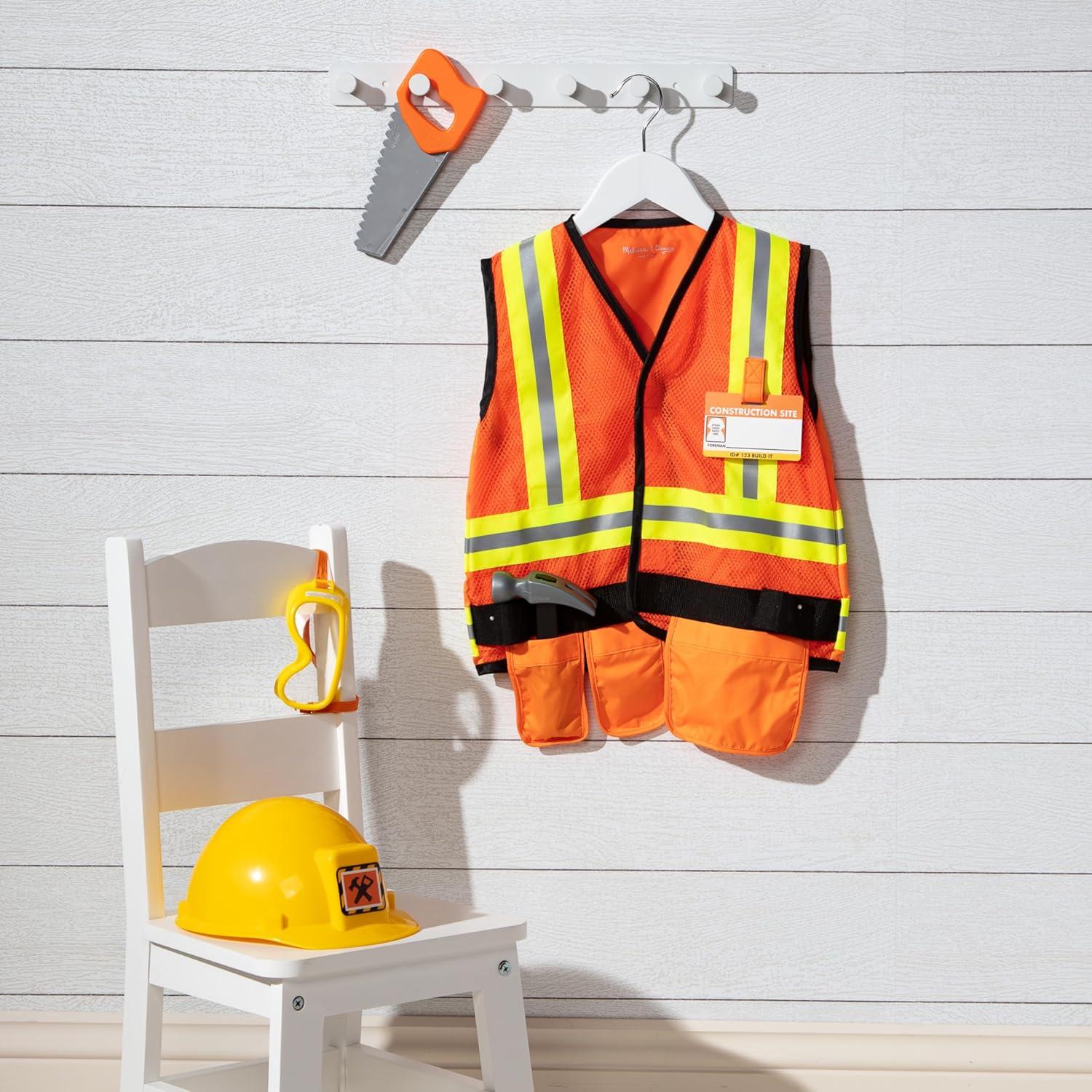 imageMelissa ampamp Doug Construction Worker Costume DressUp Set for Kids 6Piece  Pretend Play Outfit with Tools ampamp Safety Vest  Role Play Toys for Boys ampamp Girls Ages 3Frustrationfree Packaging