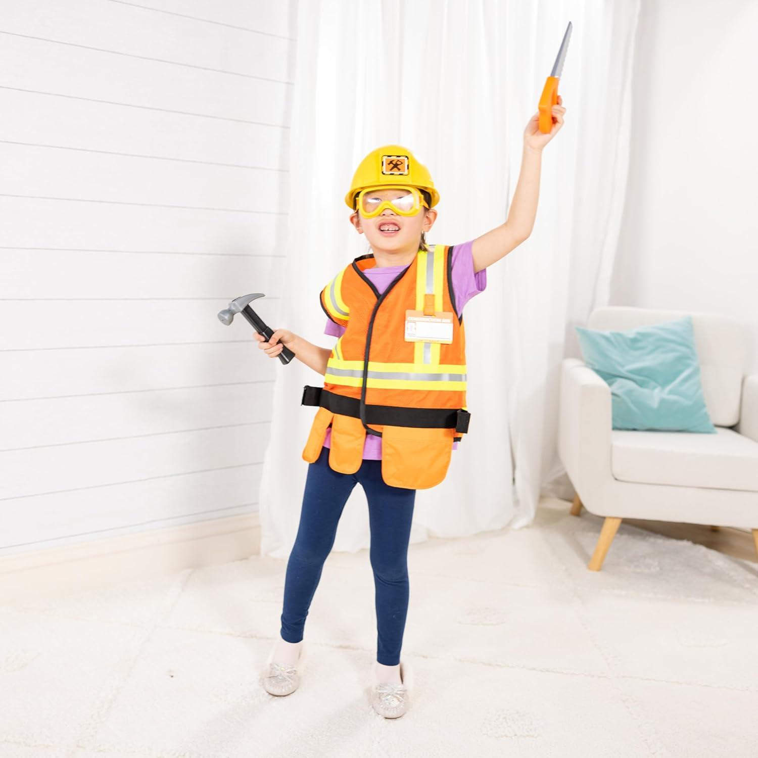 imageMelissa ampamp Doug Construction Worker Costume DressUp Set for Kids 6Piece  Pretend Play Outfit with Tools ampamp Safety Vest  Role Play Toys for Boys ampamp Girls Ages 3Frustrationfree Packaging