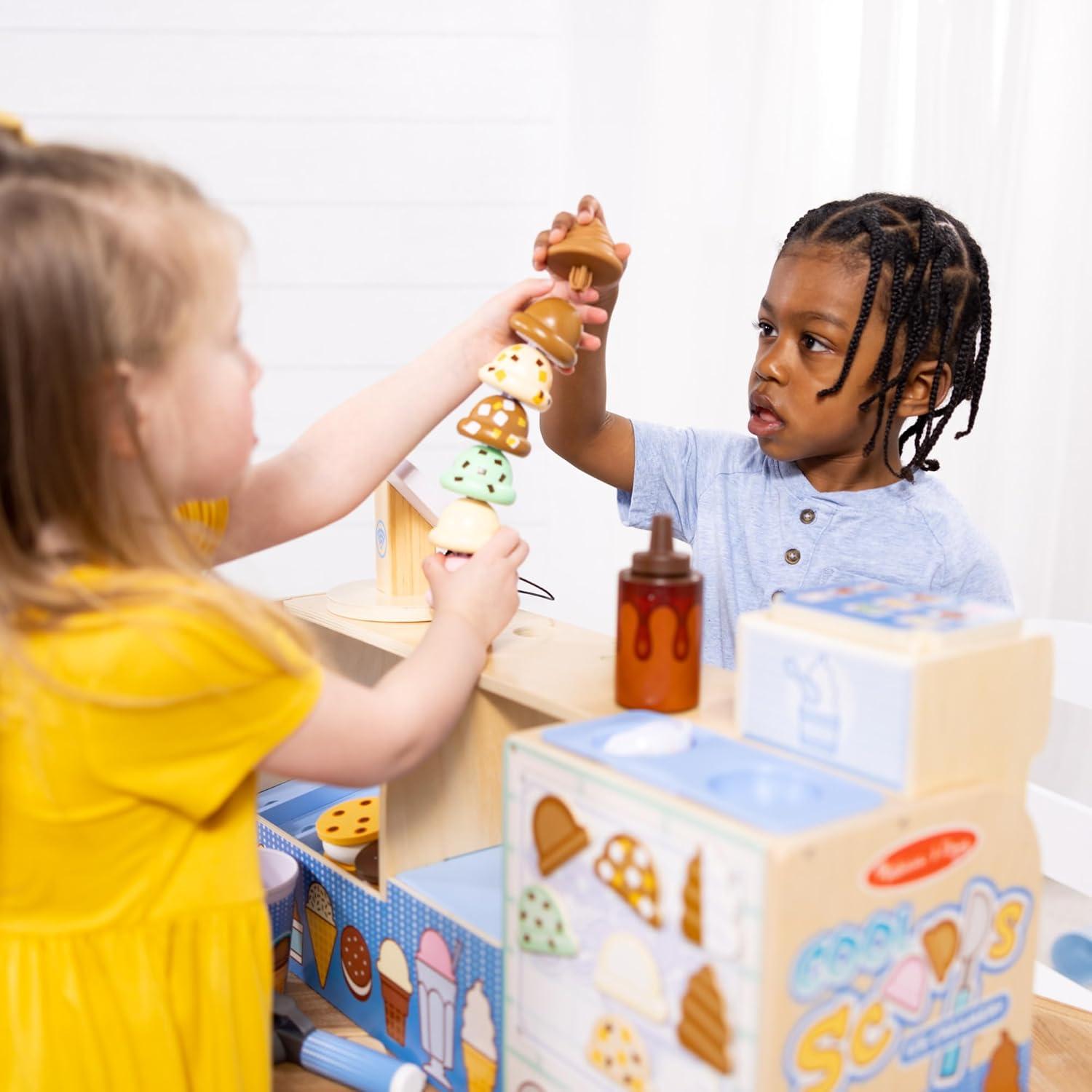 imageMelissa ampamp Doug Cool Scoops Ice Creamery Wooden Ice Cream Shop ampamp Counter with Play Food ampamp Play Kitchen Accessories Preschool Learning Toys for Girls ampamp Boys 3  FSC Certified
