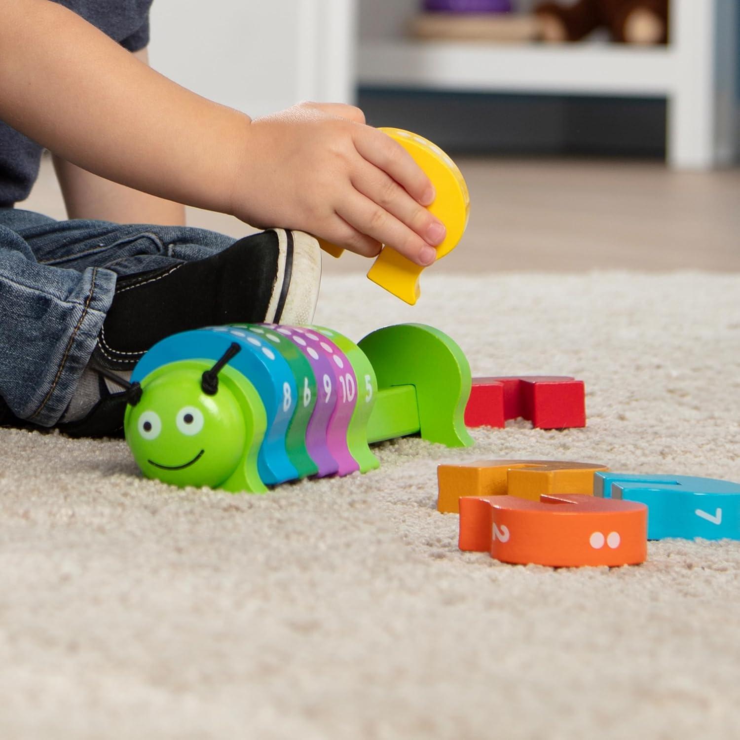 imageMelissa ampamp Doug Counting Caterpillar  Classic Wooden Toy with 10 Colorful Numbered Segments