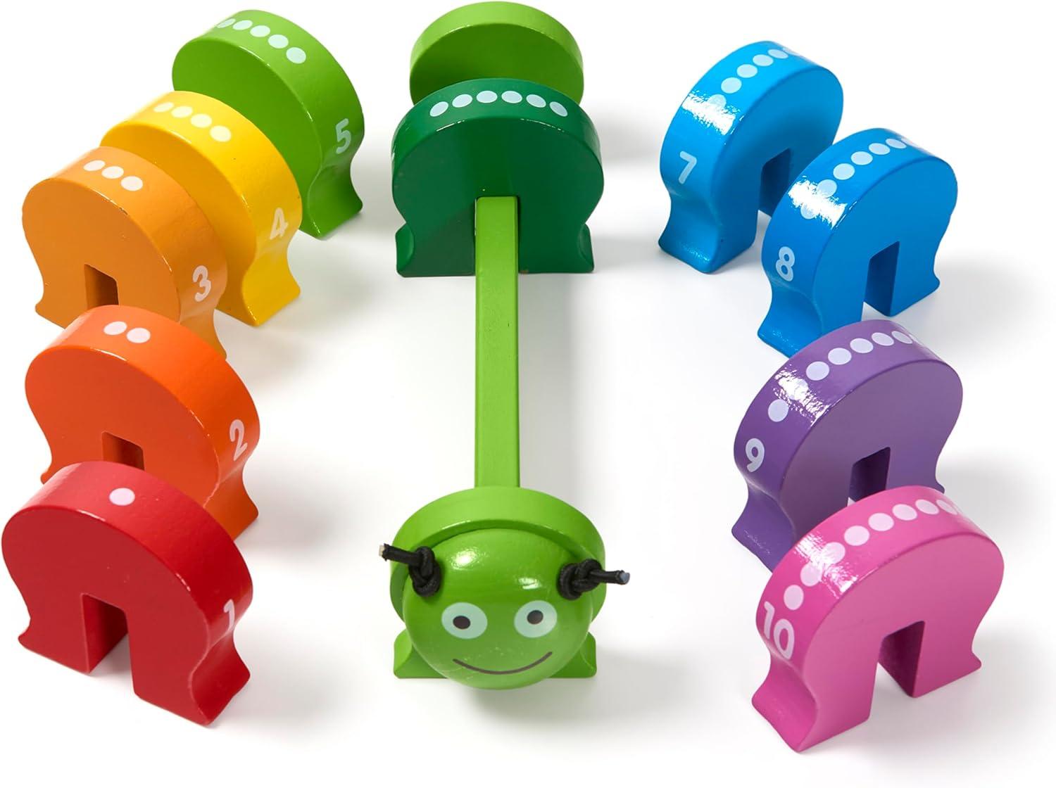 imageMelissa ampamp Doug Counting Caterpillar  Classic Wooden Toy with 10 Colorful Numbered Segments