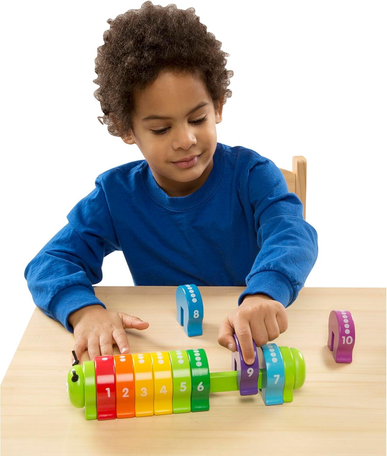 imageMelissa ampamp Doug Counting Caterpillar  Classic Wooden Toy with 10 Colorful Numbered Segments