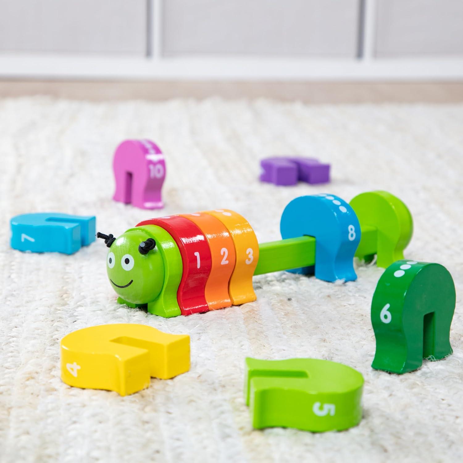 imageMelissa ampamp Doug Counting Caterpillar  Classic Wooden Toy with 10 Colorful Numbered Segments