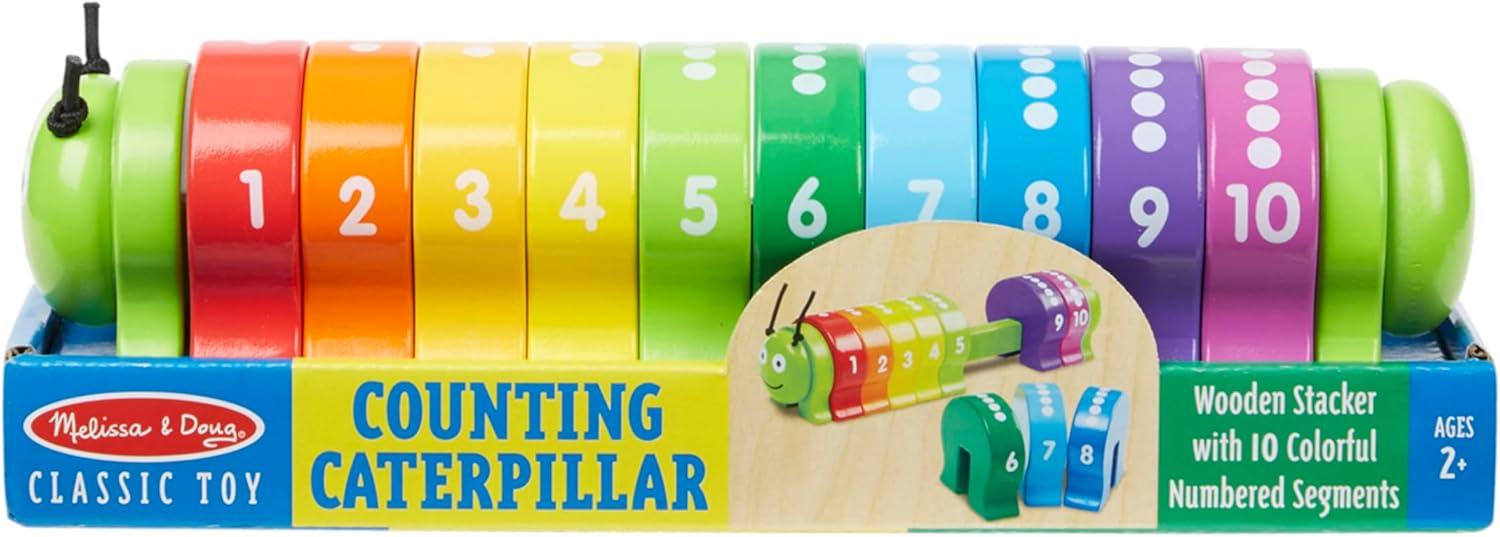 imageMelissa ampamp Doug Counting Caterpillar  Classic Wooden Toy with 10 Colorful Numbered Segments