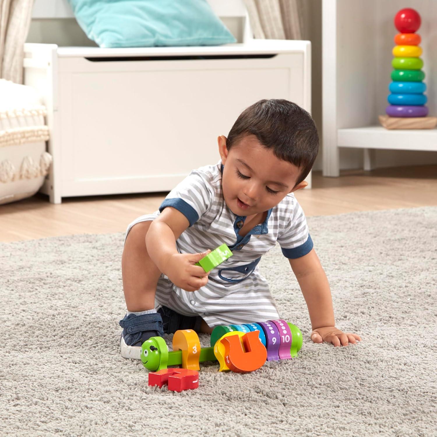 imageMelissa ampamp Doug Counting Caterpillar  Classic Wooden Toy with 10 Colorful Numbered Segments