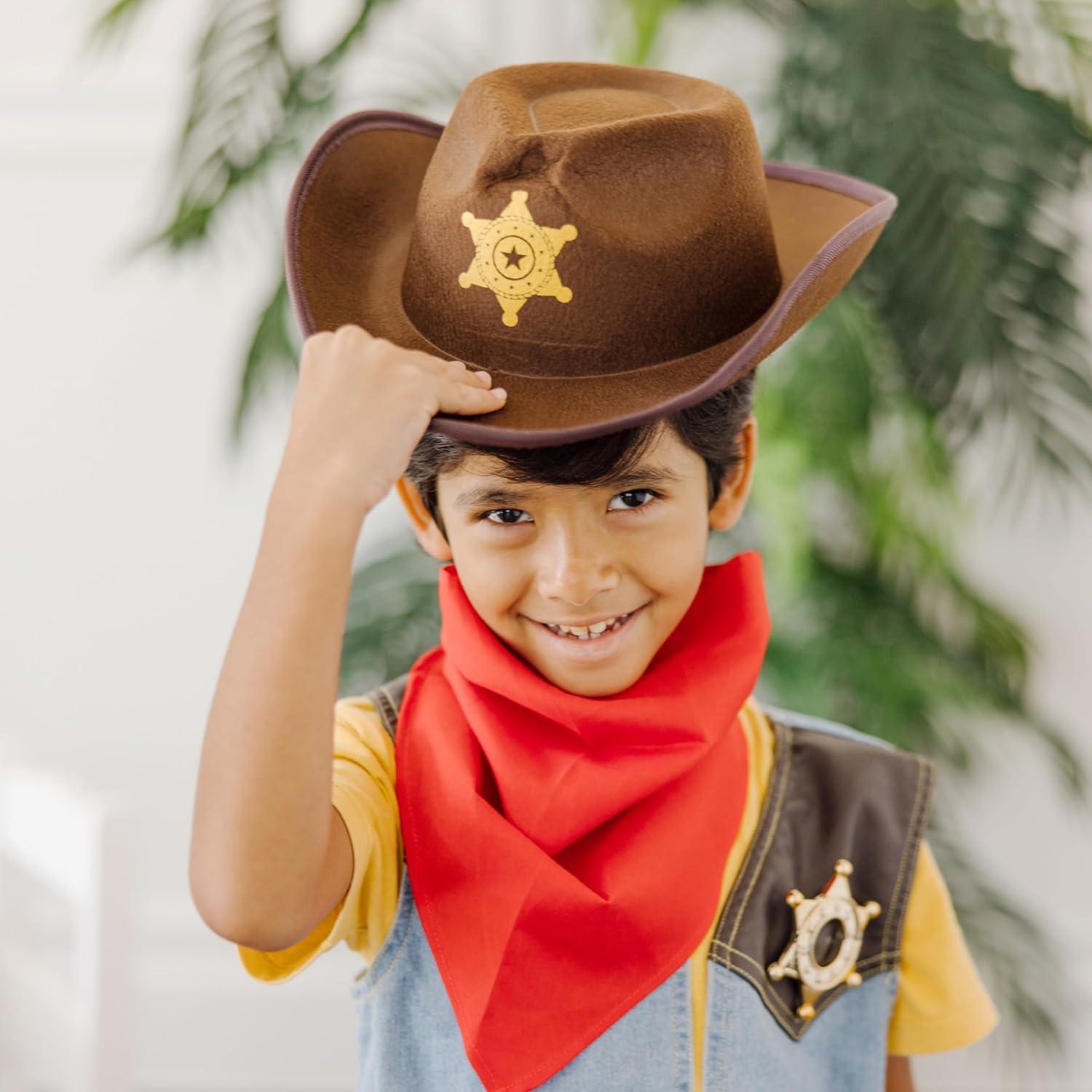 imageMelissa ampamp Doug Cowboy Role Play Costume Set 5 pcs  Includes Faux Leather Chaps  Cowboy DressUp Role Play Costume with Vest for Boys and Girls