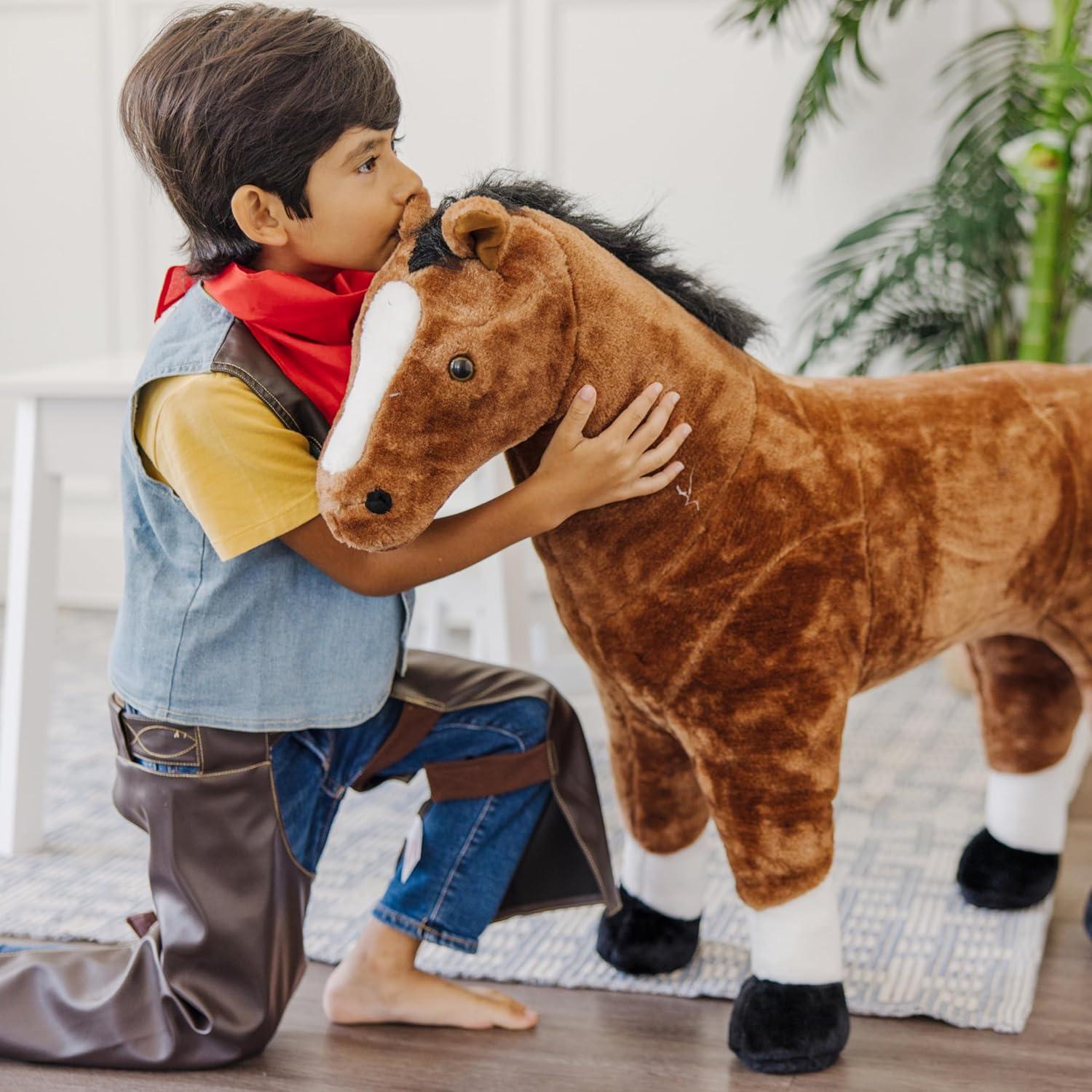 imageMelissa ampamp Doug Cowboy Role Play Costume Set 5 pcs  Includes Faux Leather Chaps  Cowboy DressUp Role Play Costume with Vest for Boys and Girls