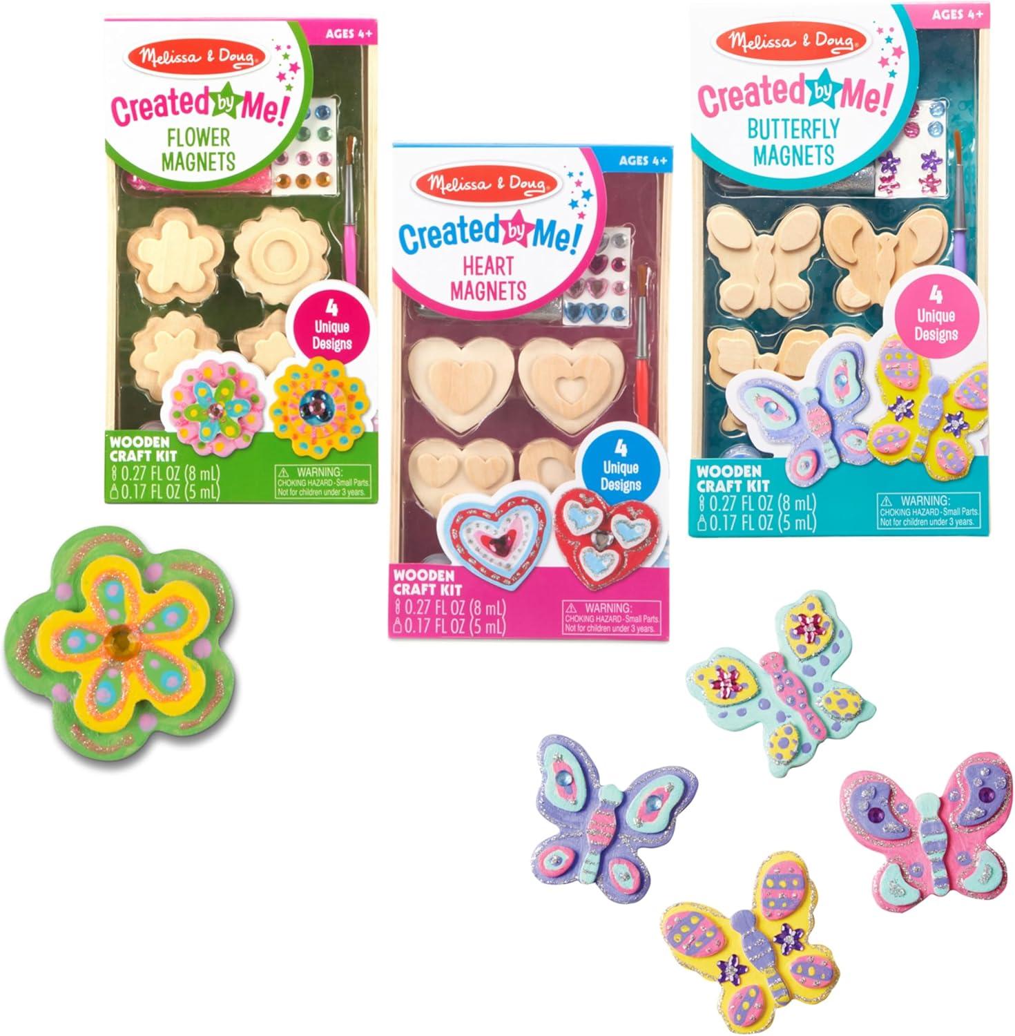 imageMelissa ampamp Doug Created By Me Paint ampamp Decorate Your Own Wooden Magnets Craft Kit  Butterflies Hearts Flowers  Kids Craft Kits Great Activity For Rainy Days And Party Favors Ages 4Kit