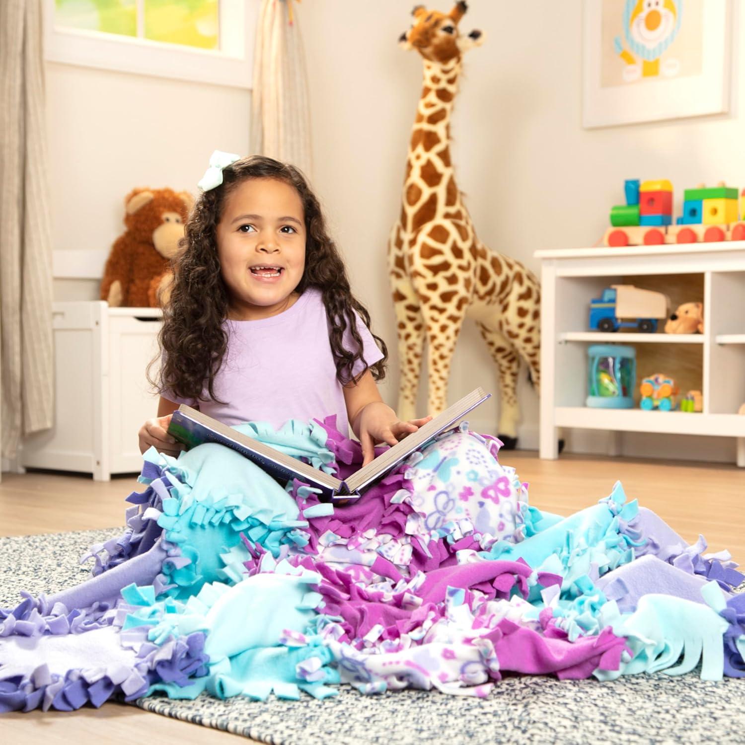 imageMelissa ampamp Doug Created by Me Butterfly Fleece Quilt NoSew Craft Kit 48 Squares 4 feet x 5 feet