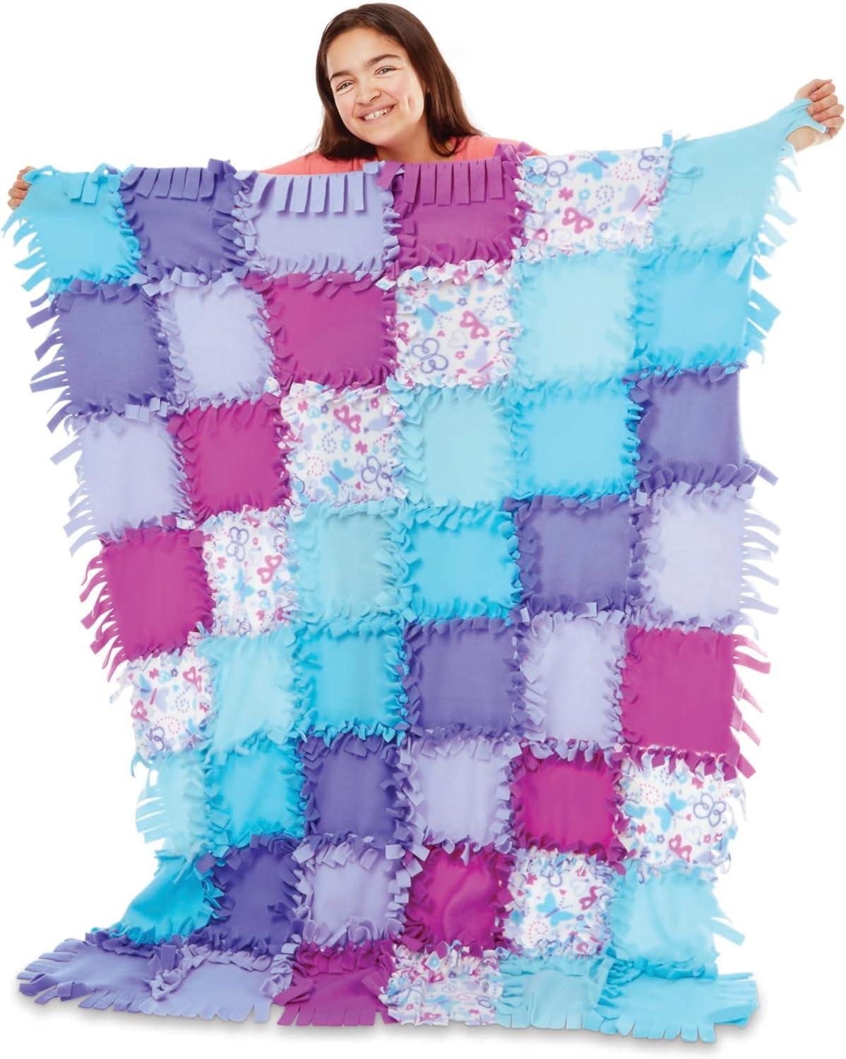 imageMelissa ampamp Doug Created by Me Butterfly Fleece Quilt NoSew Craft Kit 48 Squares 4 feet x 5 feet