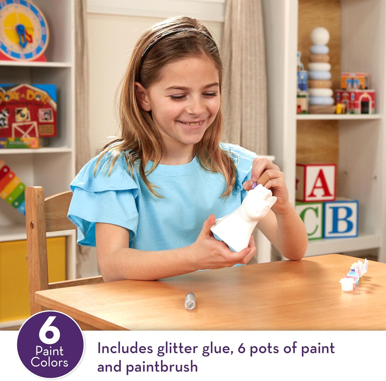 imageMelissa ampamp Doug Created by Me DecorateYourOwn Unicorn Bank Craft Kit with 6 Pots of Paint Glitter Glue Paintbrush