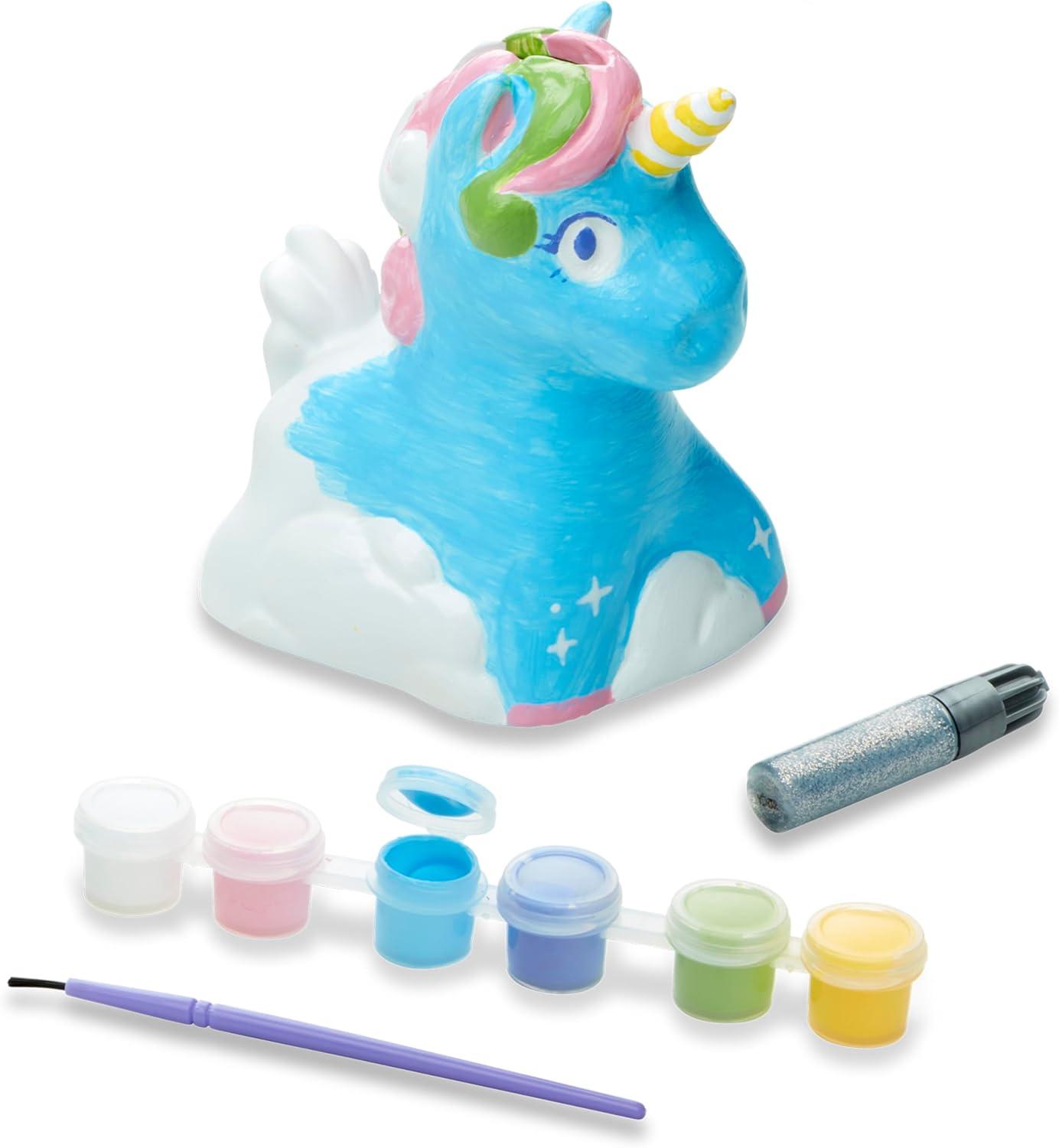 imageMelissa ampamp Doug Created by Me DecorateYourOwn Unicorn Bank Craft Kit with 6 Pots of Paint Glitter Glue Paintbrush