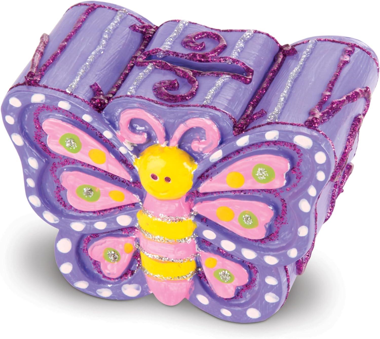 imageMelissa ampamp Doug Created by Me Favorite Things Craft Kits Set DecorateYourOwn Flower and Heart Treasure Boxes and Butterfly Bank
