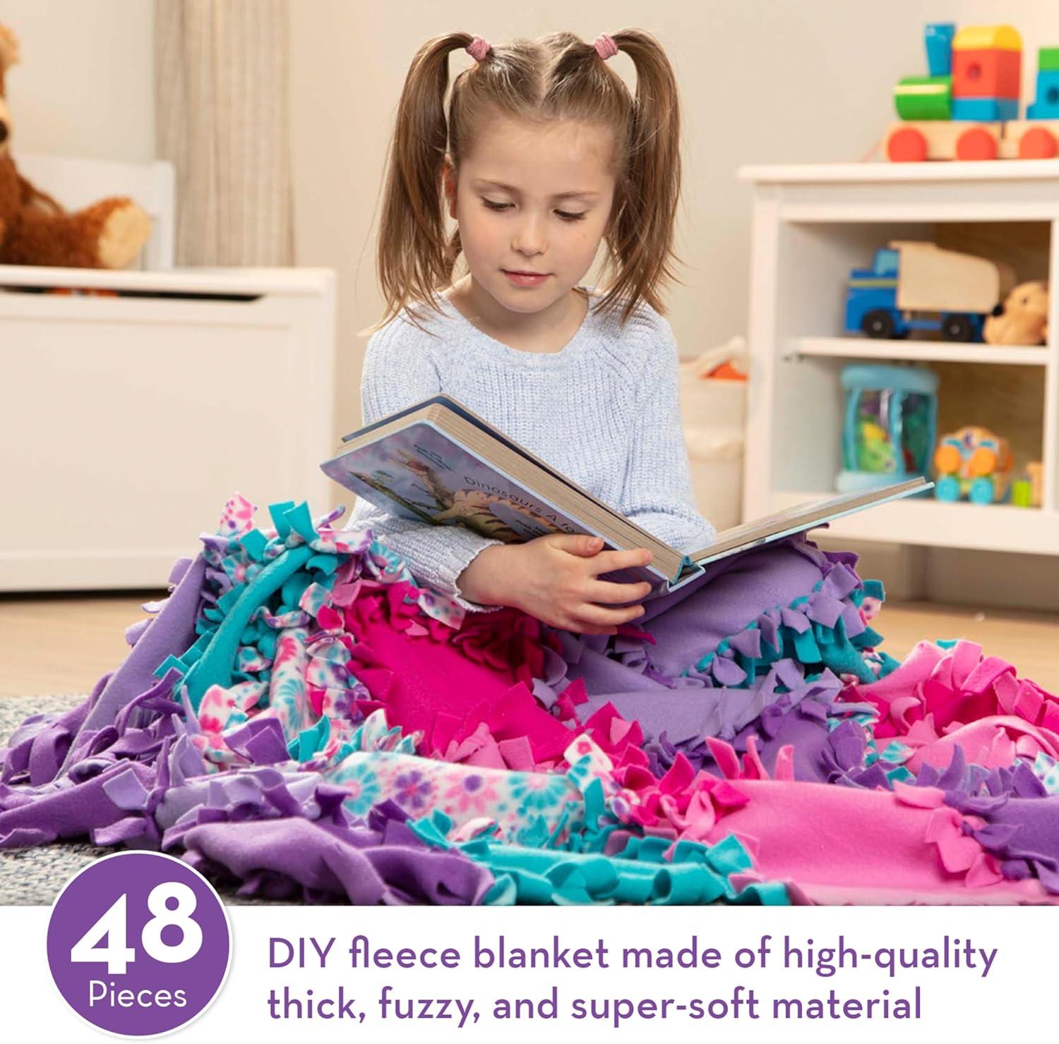 imageMelissa ampamp Doug Created by Me Flower Fleece Quilt NoSew Craft Kit 48 squares 4 feet x 5 feet