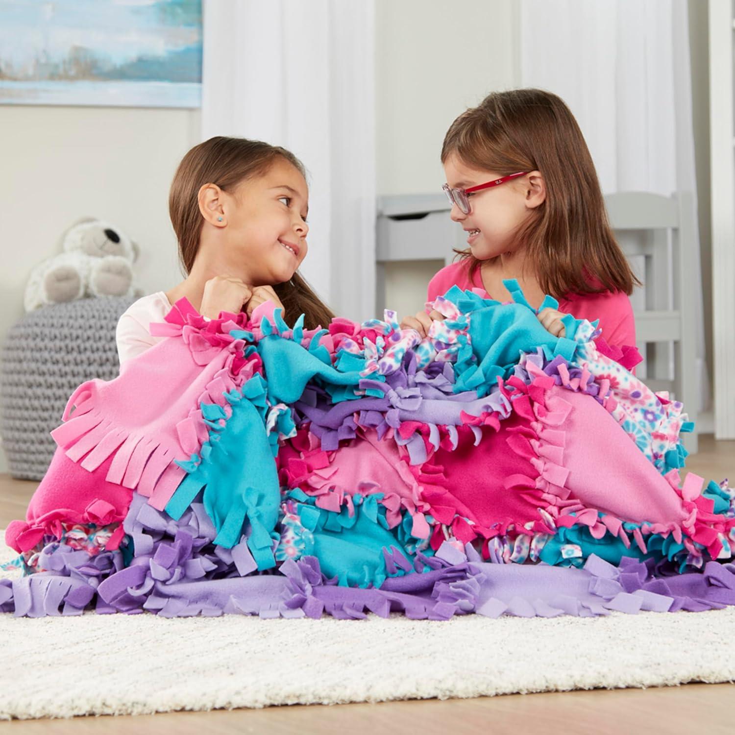 imageMelissa ampamp Doug Created by Me Flower Fleece Quilt NoSew Craft Kit 48 squares 4 feet x 5 feet