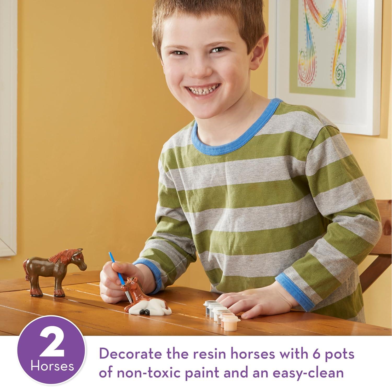 imageMelissa ampamp Doug Created by Me Horse Figurines Craft Kit 2 Resin Horses 6 Paints PaintbrushHorses