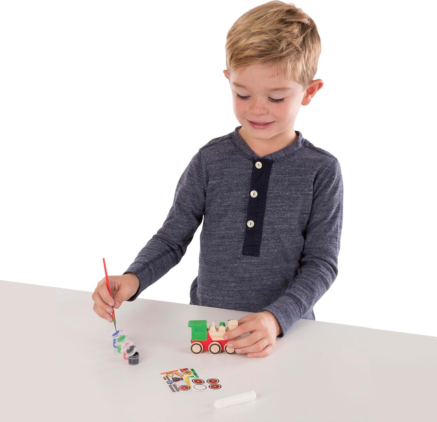 imageMelissa ampamp Doug Created by Me Paint ampamp Decorate Your Own Wooden Vehicles Craft Kit For Kids 2 Pack  Monster Truck TrainTruck  Train