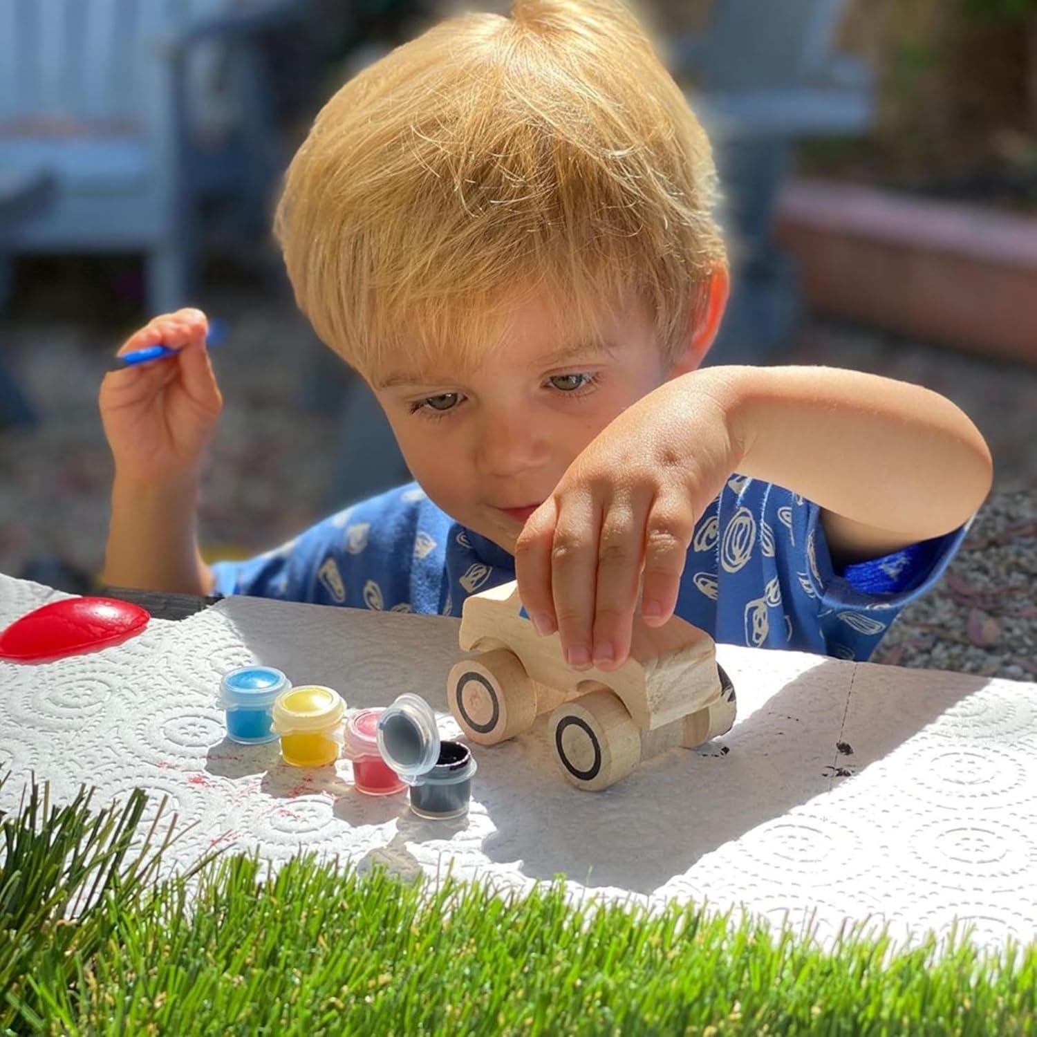 imageMelissa ampamp Doug Created by Me Paint ampamp Decorate Your Own Wooden Vehicles Craft Kit For Kids 2 Pack  Monster Truck TrainTruck  Train