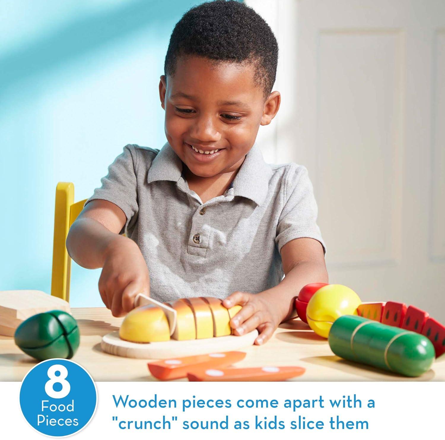 imageMelissa ampamp Doug Cutting Food  Play Food Set With 25 HandPainted Wooden Pieces Knife and Cutting BoardOnline Version