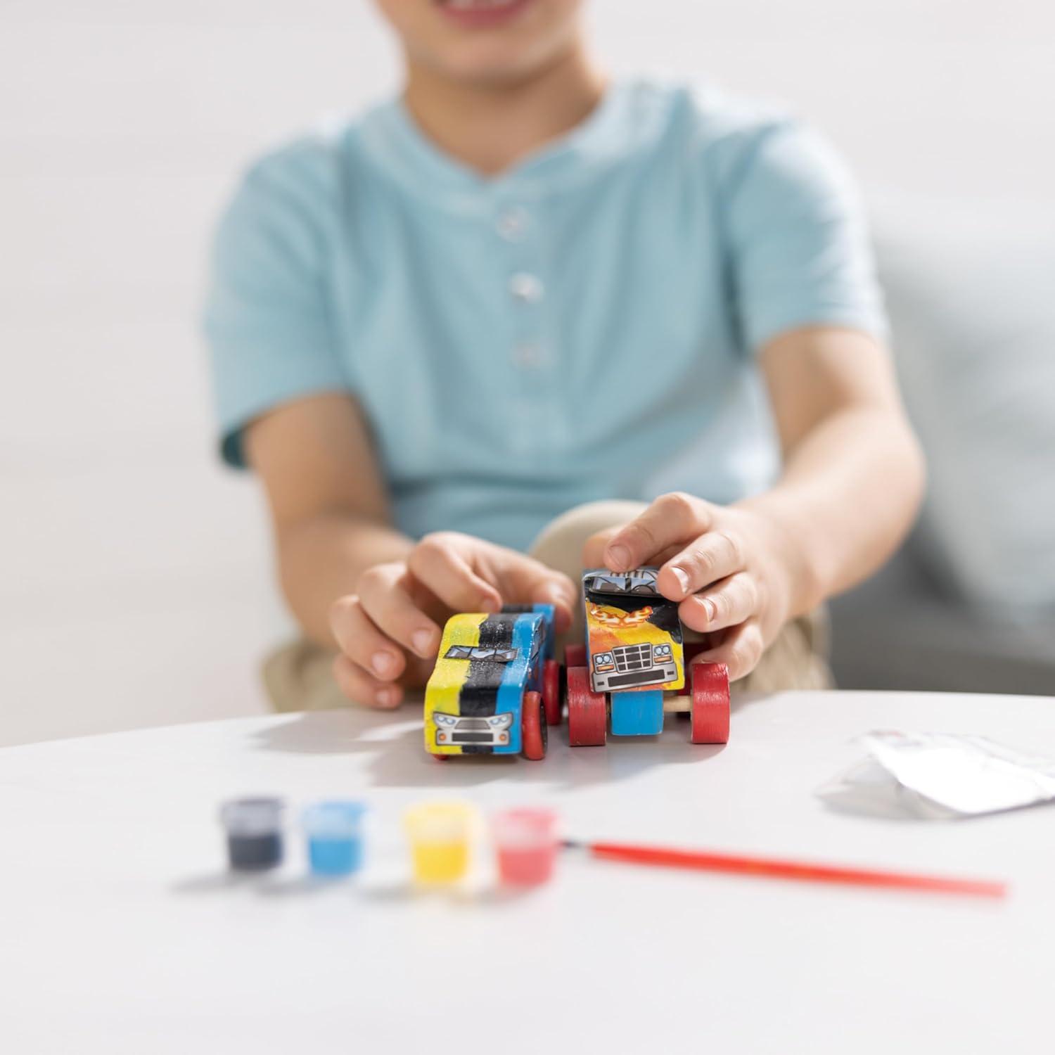imageMelissa ampamp Doug DecorateYourOwn Wooden Craft Kits Set  Race Car and Monster Truck