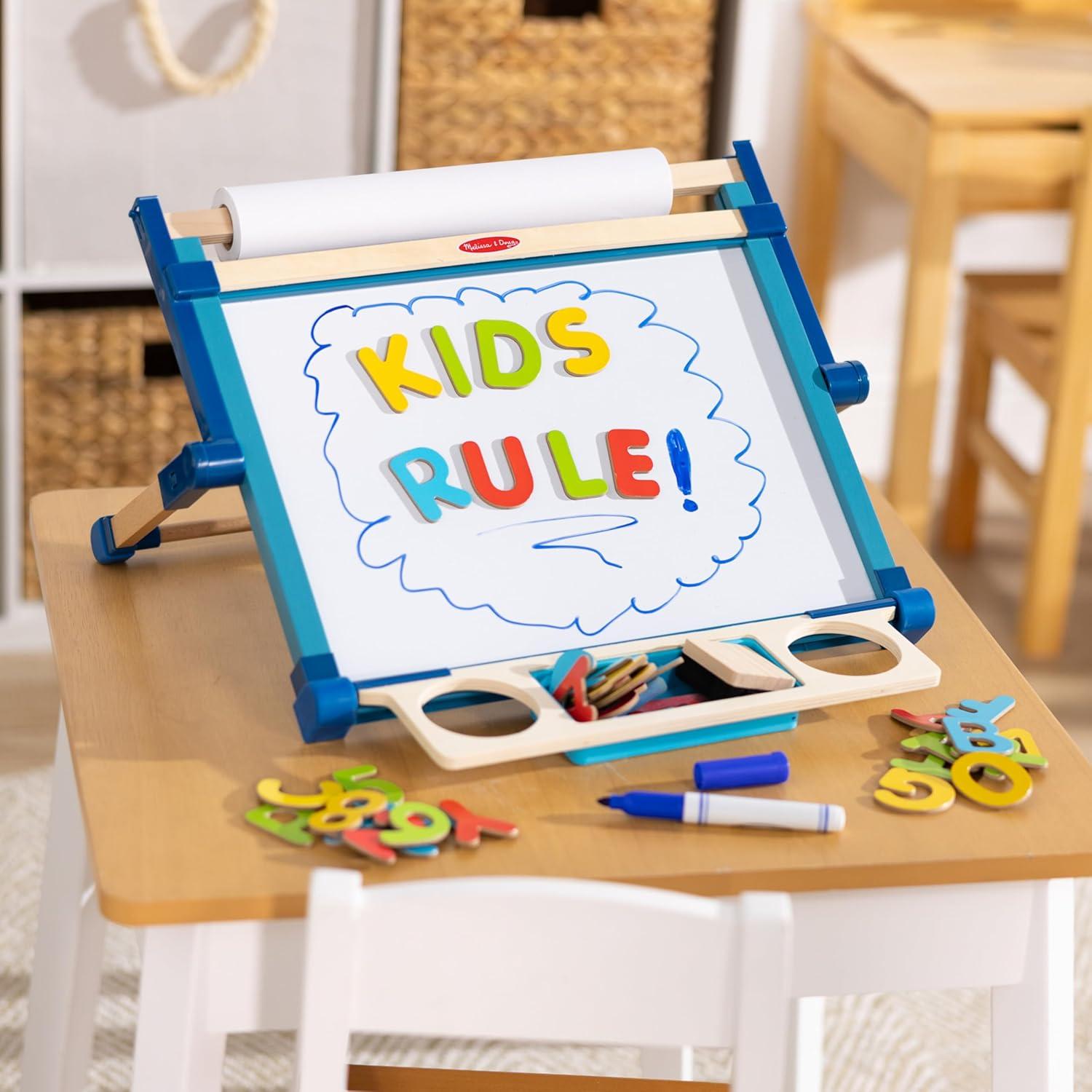 imageMelissa ampamp Doug Deluxe DoubleSided Tabletop Easel Arts ampamp Crafts 42 Pieces 175 H x 2075 W x 275 L Great Gift for Girls and Boys 3 4 5 Year Olds and UpEasel