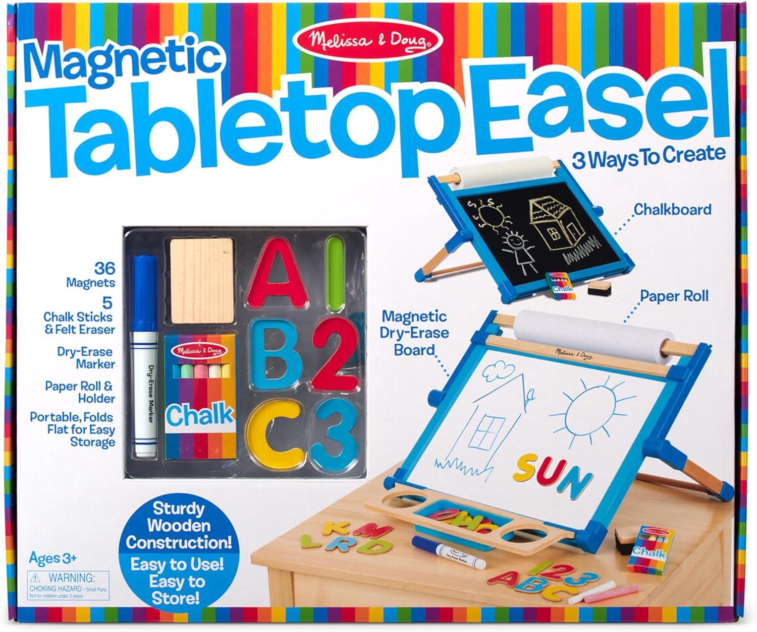 imageMelissa ampamp Doug Deluxe DoubleSided Tabletop Easel Arts ampamp Crafts 42 Pieces 175 H x 2075 W x 275 L Great Gift for Girls and Boys 3 4 5 Year Olds and UpEasel