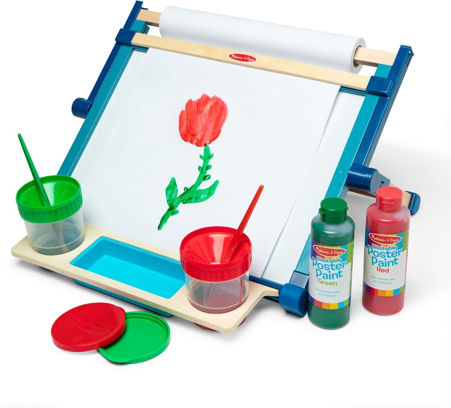 imageMelissa ampamp Doug Deluxe DoubleSided Tabletop Easel Arts ampamp Crafts 42 Pieces 175 H x 2075 W x 275 L Great Gift for Girls and Boys 3 4 5 Year Olds and UpEasel
