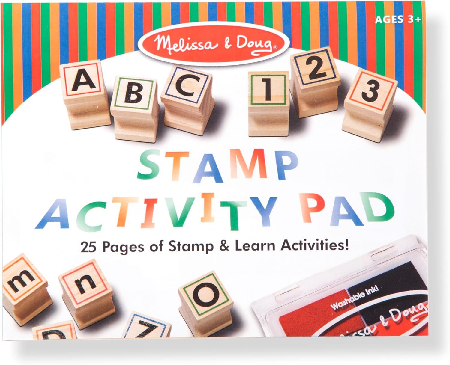 imageMelissa ampamp Doug Deluxe Letters and Numbers Wooden Stamp Set ABCs 123s With Activity Book 4Color Stamp Pad  FSC CertifiedABCs 123s