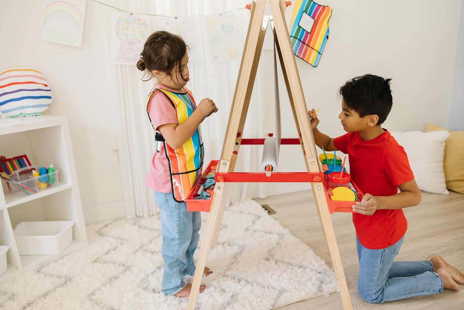 imageMelissa ampamp Doug Deluxe Magnetic Standing Art Easel with Chalkboard DryErase Board and 39 Letter and Number Magnets  FSC Certified