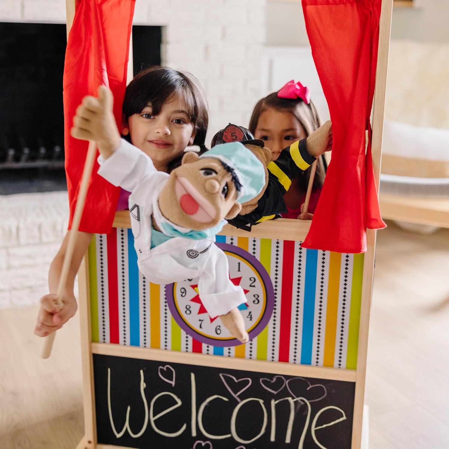imageMelissa ampamp Doug Deluxe Puppet Theater  Sturdy Wooden Construction