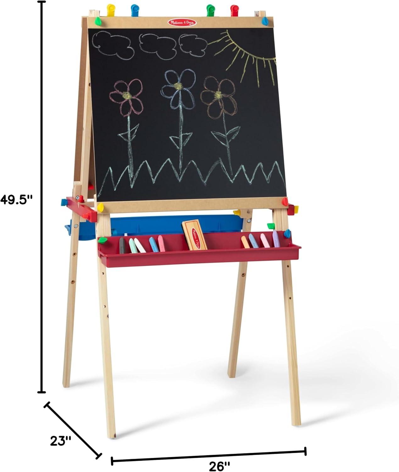 imageMelissa ampamp Doug Deluxe Standing Art Easel  DryErase Board Chalkboard Paper RollerStandard Packaging
