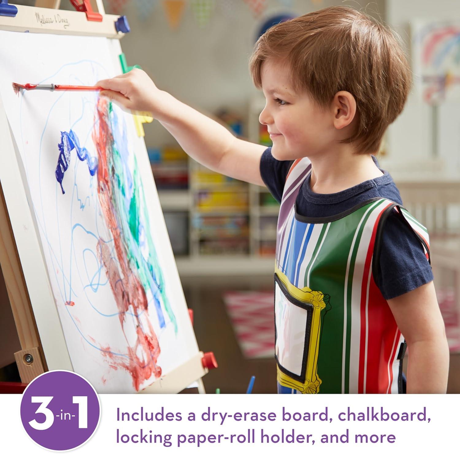 imageMelissa ampamp Doug Deluxe Standing Art Easel  DryErase Board Chalkboard Paper RollerStandard Packaging