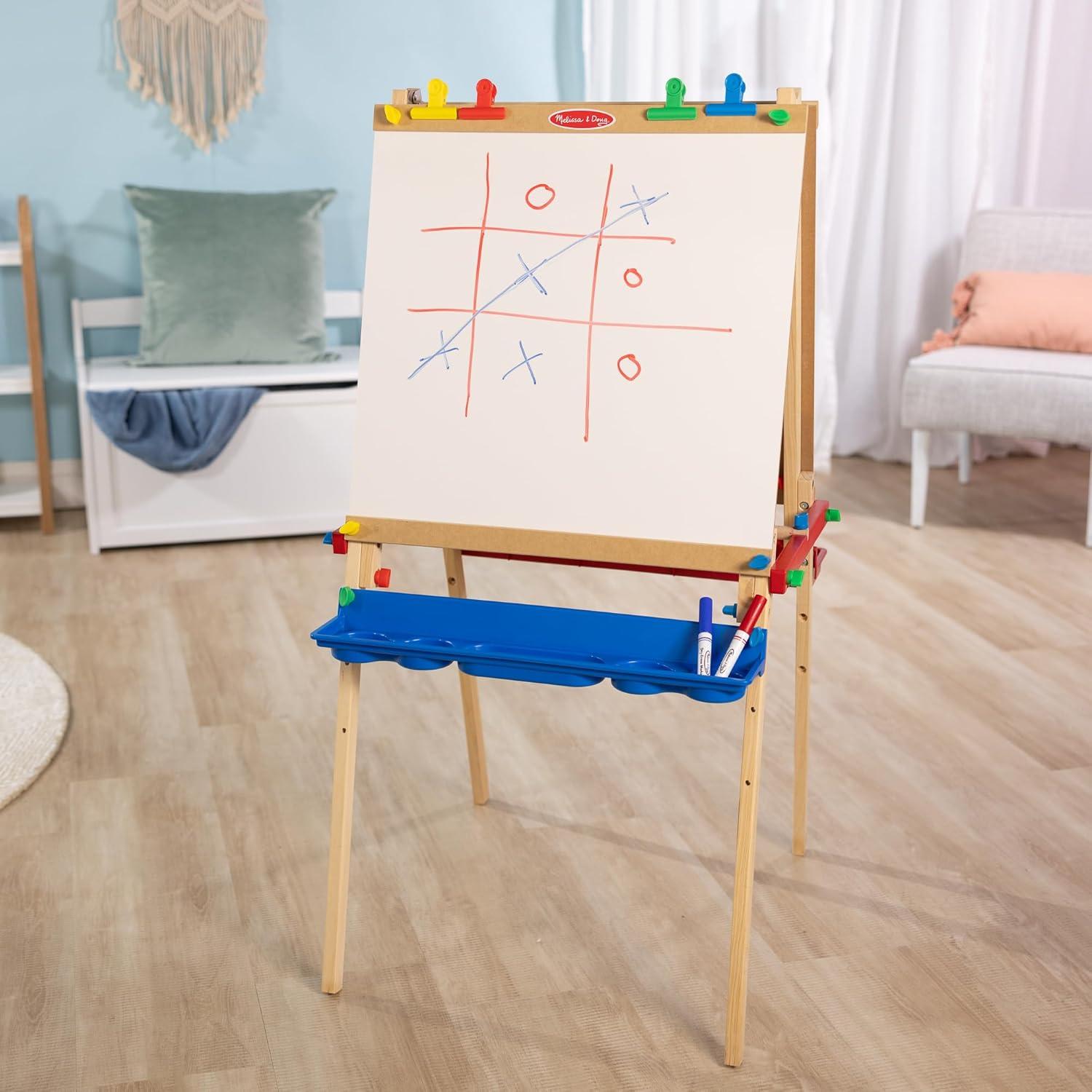 imageMelissa ampamp Doug Deluxe Wooden Art Easel for Kids with DryErase Board Chalkboard ampamp Drawing Paper Roller Folding DoubleSided Toddler Easel Preschool Learning Toys for Girls ampamp Boys Ages 3FrustrationFree Packaging