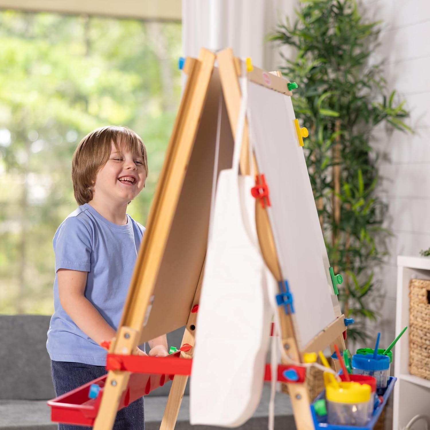imageMelissa ampamp Doug Deluxe Wooden Art Easel for Kids with DryErase Board Chalkboard ampamp Drawing Paper Roller Folding DoubleSided Toddler Easel Preschool Learning Toys for Girls ampamp Boys Ages 3FrustrationFree Packaging