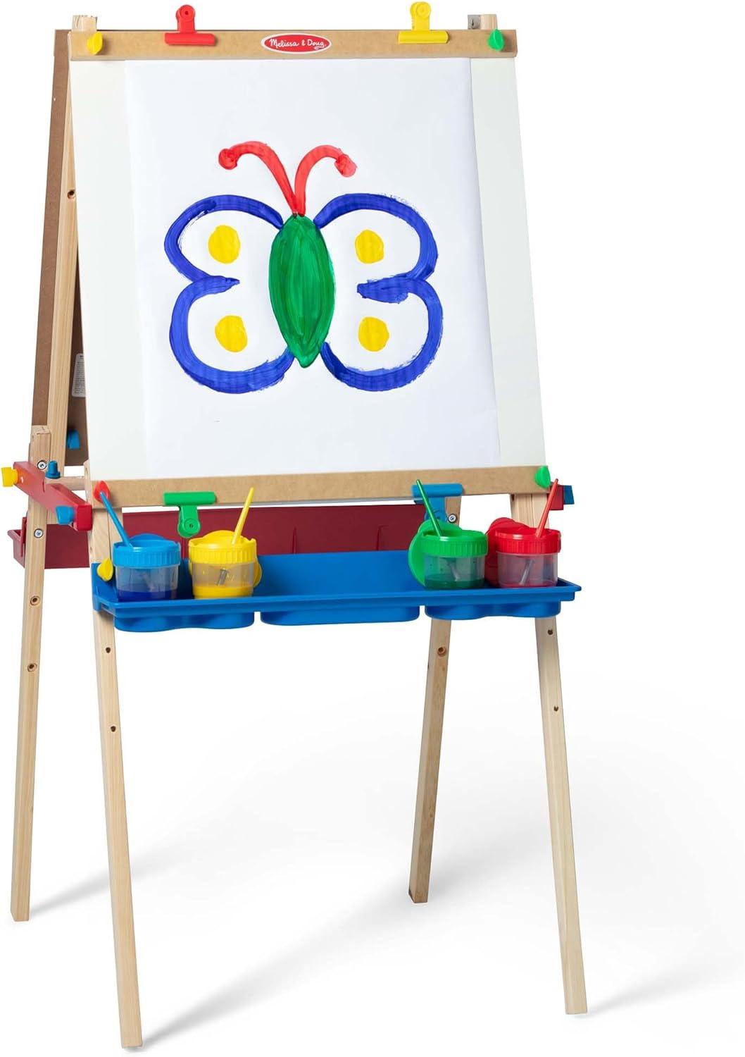 imageMelissa ampamp Doug Deluxe Wooden Art Easel for Kids with DryErase Board Chalkboard ampamp Drawing Paper Roller Folding DoubleSided Toddler Easel Preschool Learning Toys for Girls ampamp Boys Ages 3FrustrationFree Packaging