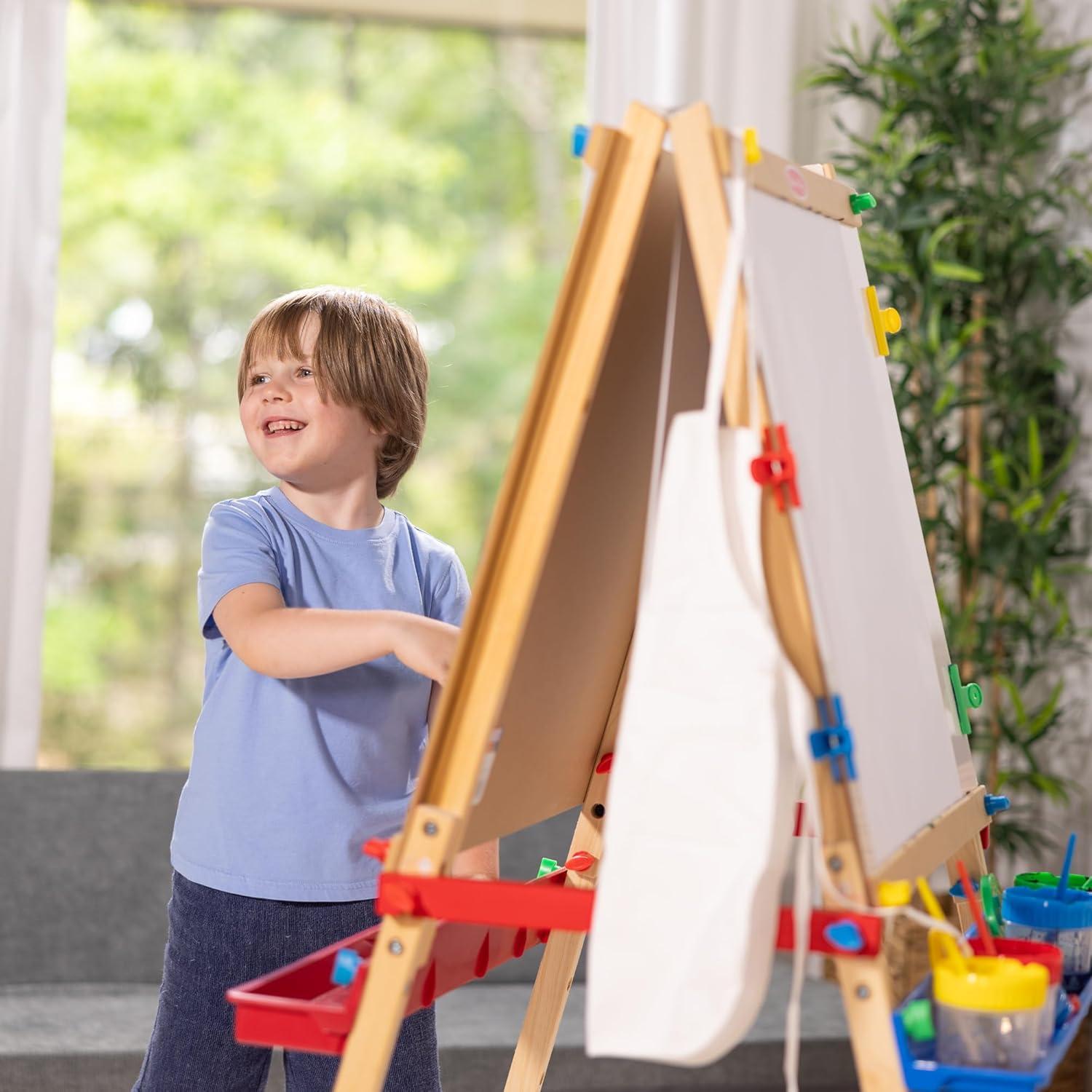 imageMelissa ampamp Doug Deluxe Wooden Art Easel for Kids with DryErase Board Chalkboard ampamp Drawing Paper Roller Folding DoubleSided Toddler Easel Preschool Learning Toys for Girls ampamp Boys Ages 3FrustrationFree Packaging