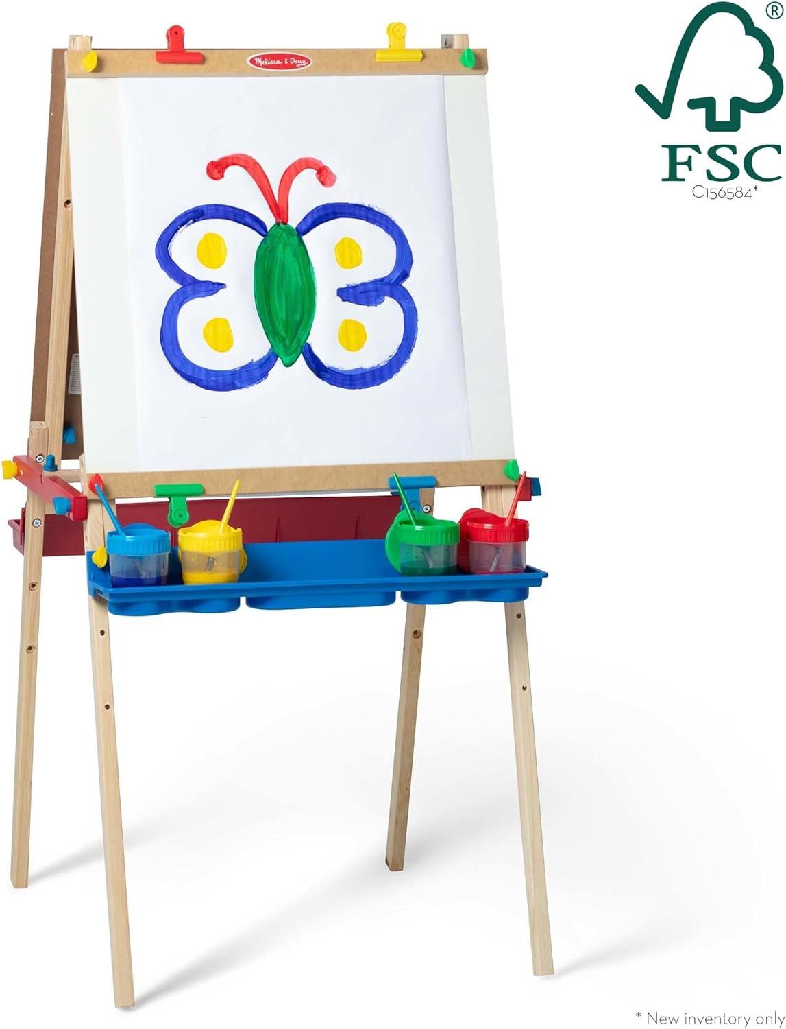 imageMelissa ampamp Doug Deluxe Wooden Art Easel for Kids with DryErase Board Chalkboard ampamp Drawing Paper Roller Folding DoubleSided Toddler Easel Preschool Learning Toys for Girls ampamp Boys Ages 3FrustrationFree Packaging
