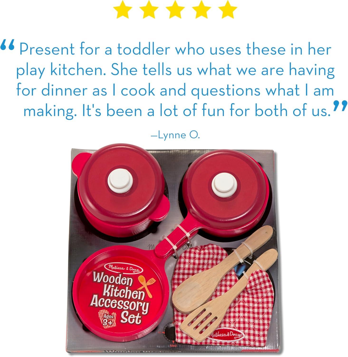 imageMelissa ampamp Doug Deluxe Wooden Kitchen Accessory Set  Pots ampamp Pans 8 pcs