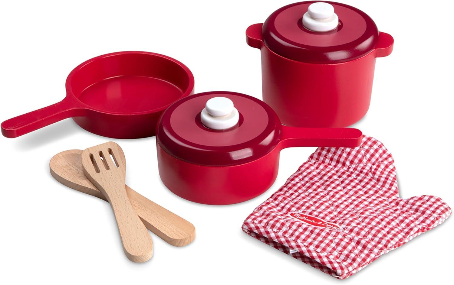 imageMelissa ampamp Doug Deluxe Wooden Kitchen Accessory Set  Pots ampamp Pans 8 pcs