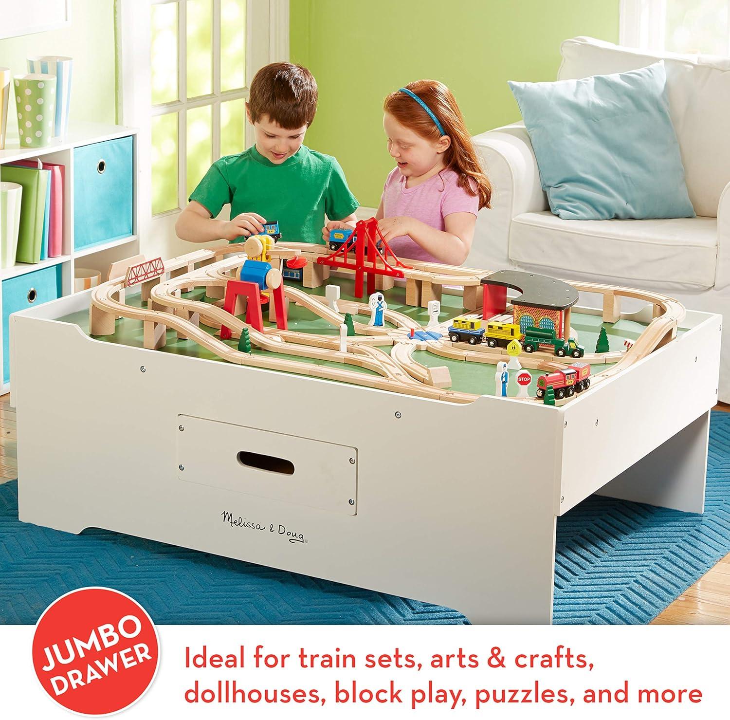 imageMelissa ampamp Doug Deluxe Wooden MultiActivity Play Table for Playroom