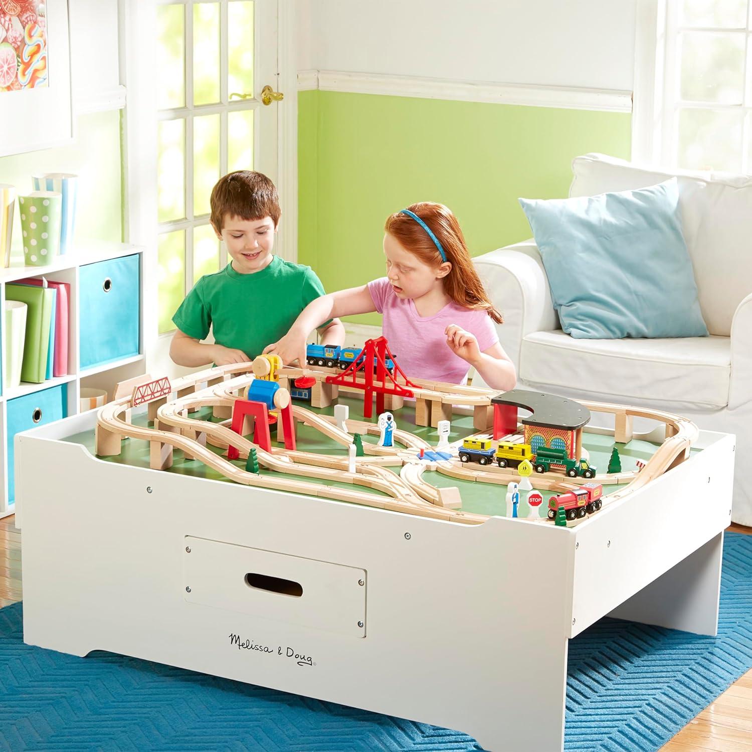 imageMelissa ampamp Doug Deluxe Wooden MultiActivity Play Table for Playroom