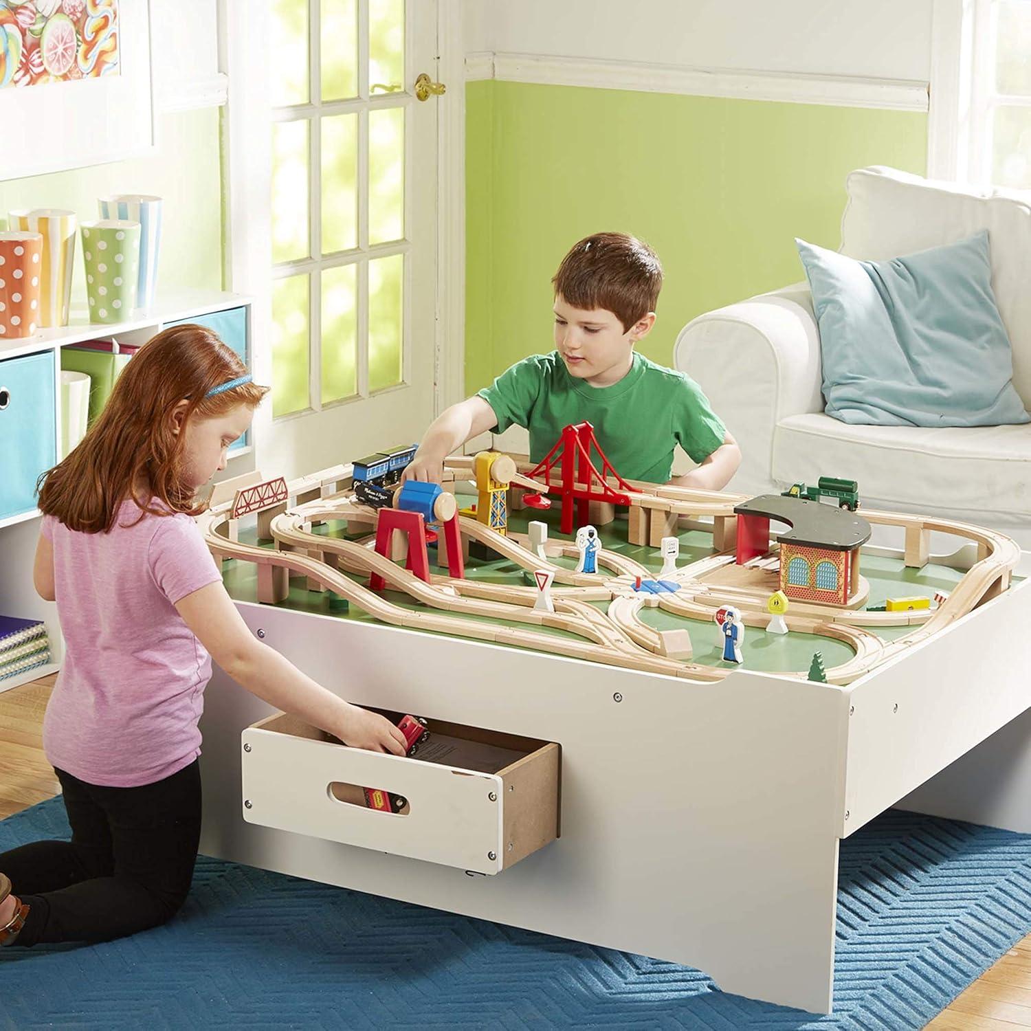 imageMelissa ampamp Doug Deluxe Wooden MultiActivity Play Table for Playroom