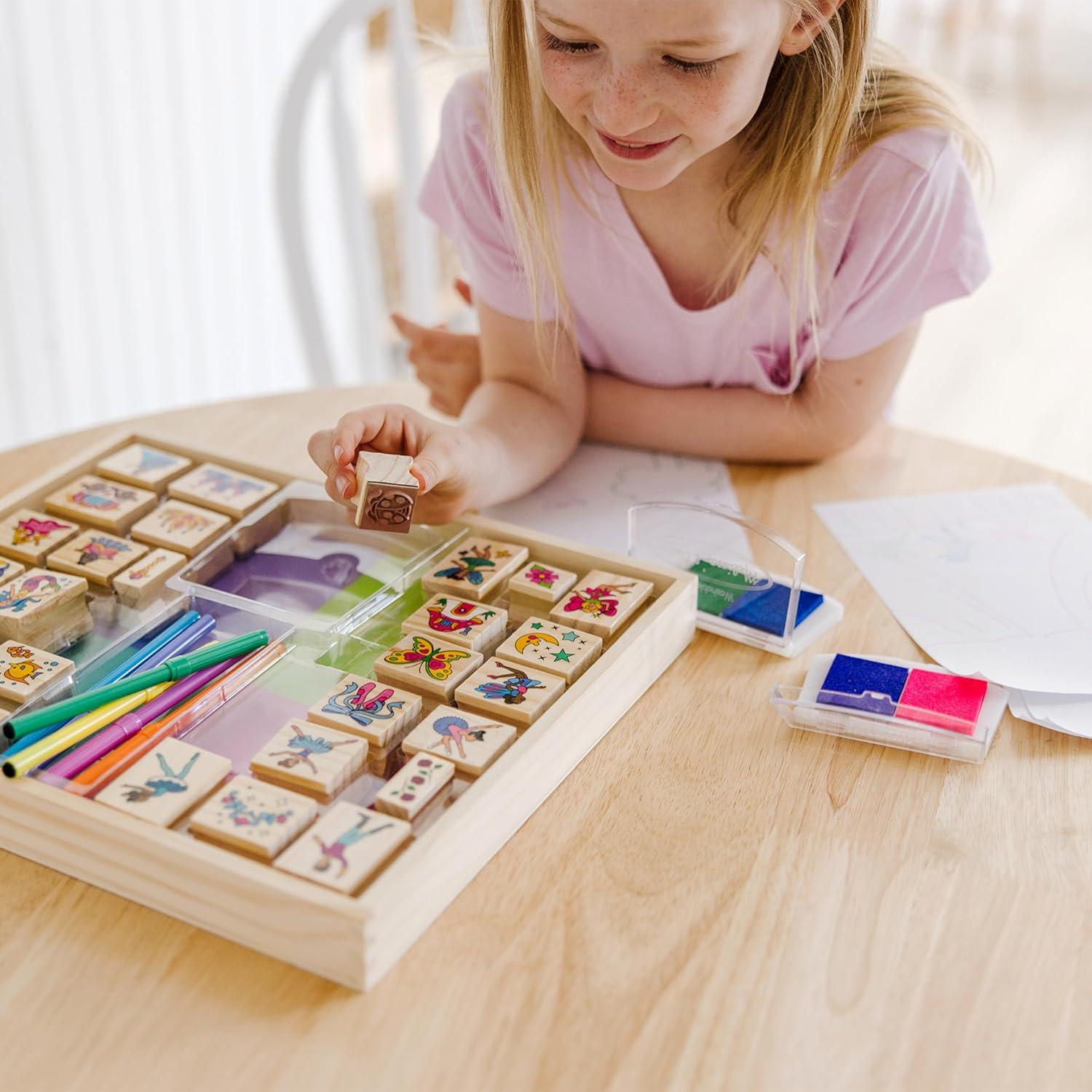 imageMelissa ampamp Doug Deluxe Wooden Stamp Set Animals  30 Stamps 6 Markers 2 Stamp PadsFairy Tale