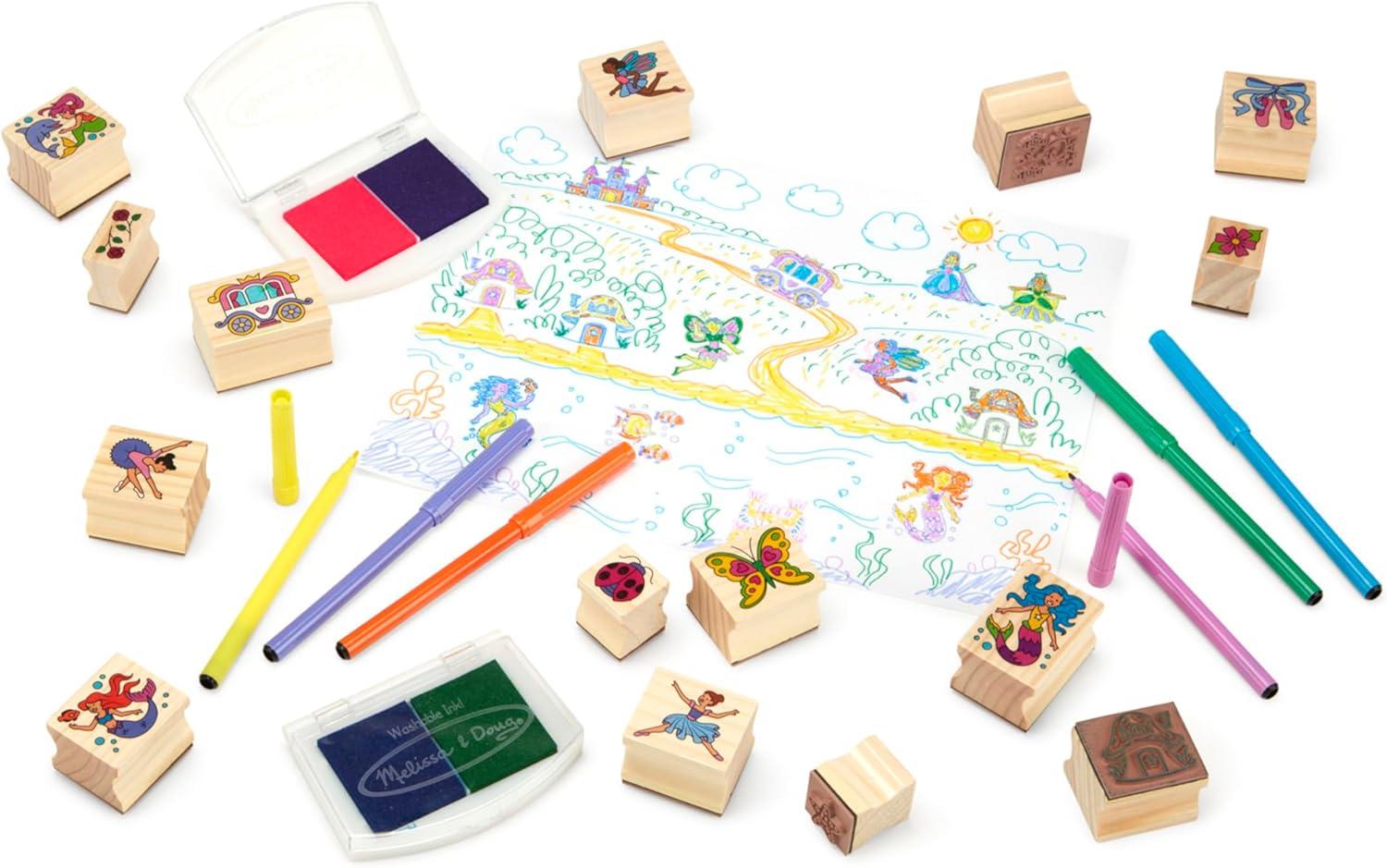imageMelissa ampamp Doug Deluxe Wooden Stamp Set Animals  30 Stamps 6 Markers 2 Stamp PadsFairy Tale