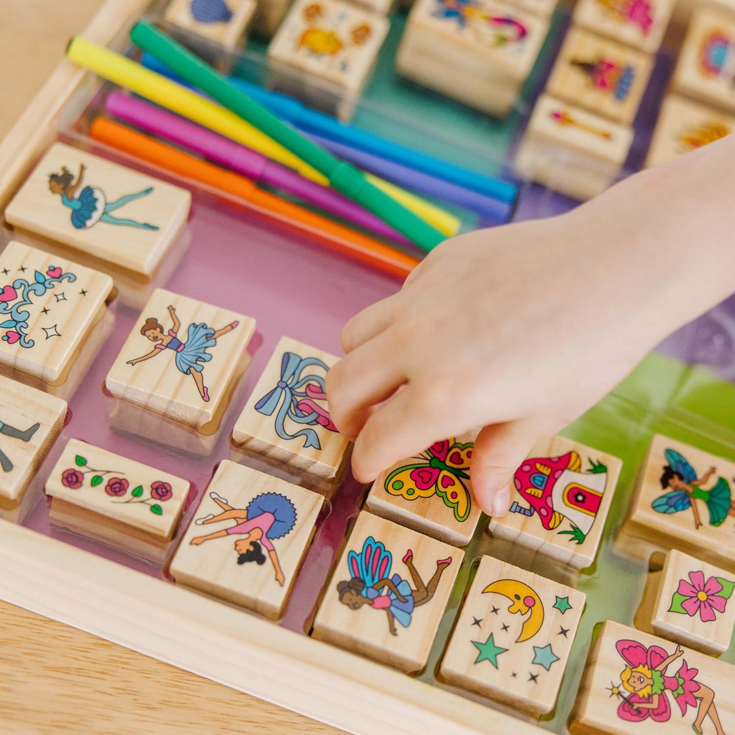 imageMelissa ampamp Doug Deluxe Wooden Stamp Set Animals  30 Stamps 6 Markers 2 Stamp PadsFairy Tale