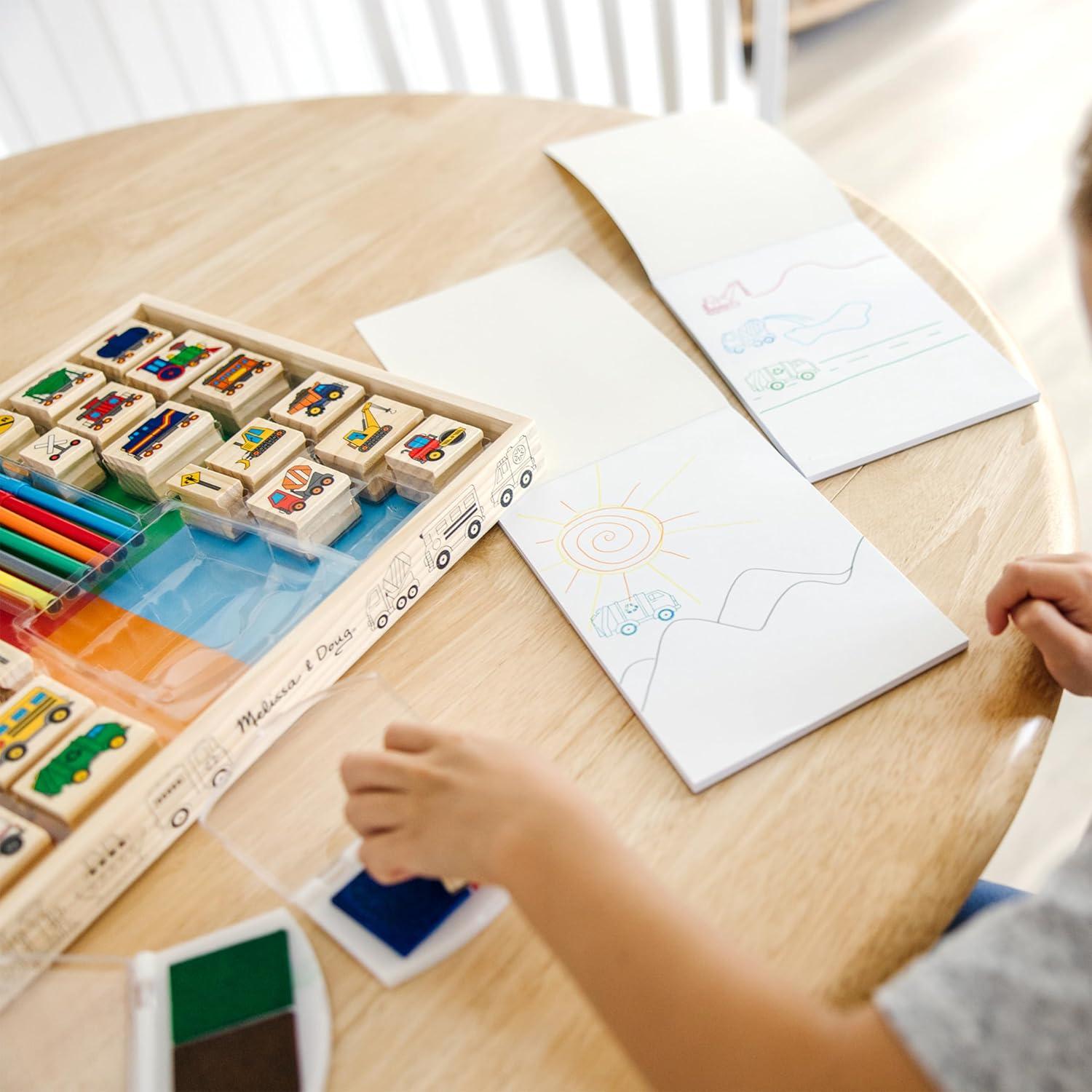 imageMelissa ampamp Doug Deluxe Wooden Stamp Set Animals  30 Stamps 6 Markers 2 Stamp PadsVehicles